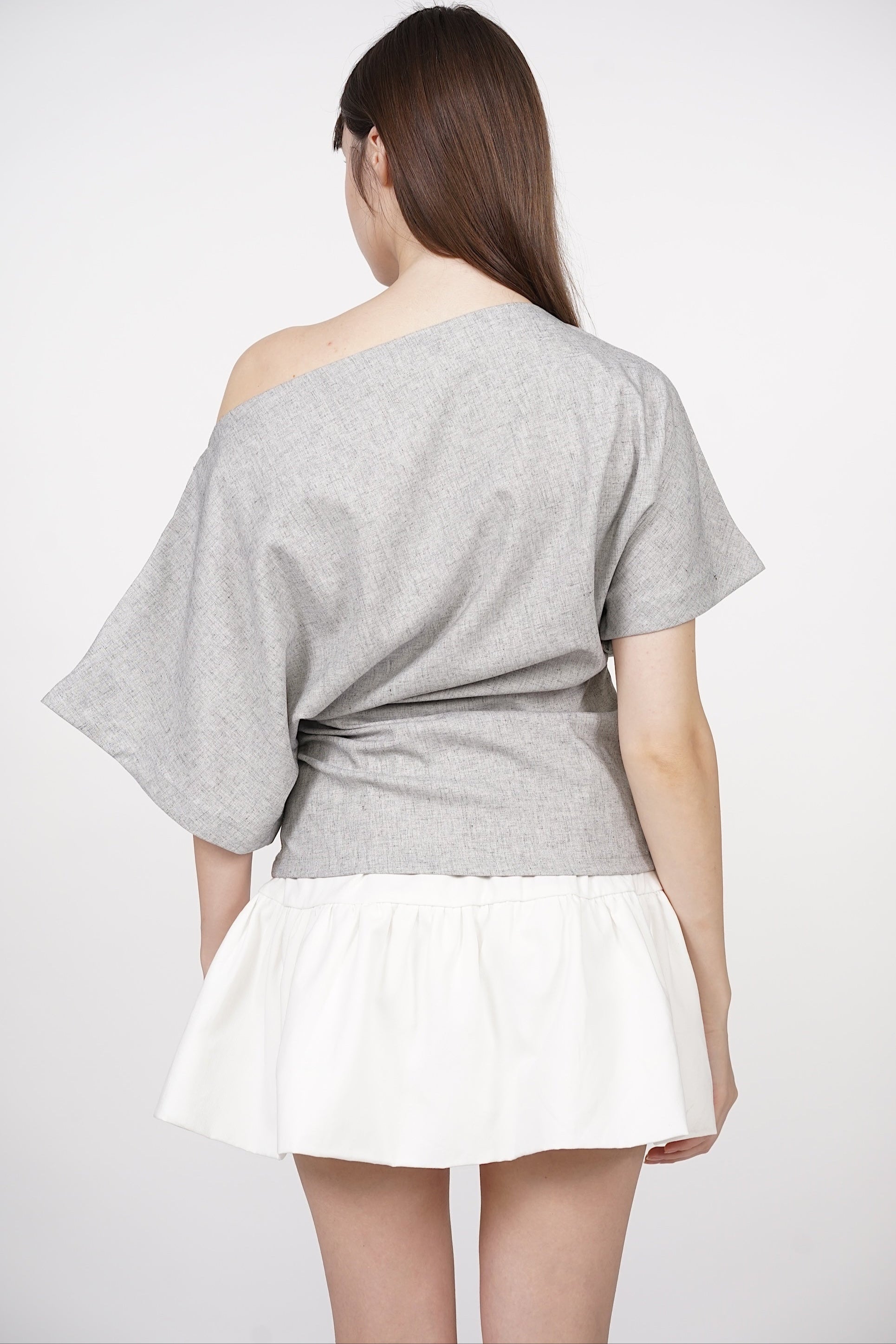Asymmetrical Sleeve Top in Oat