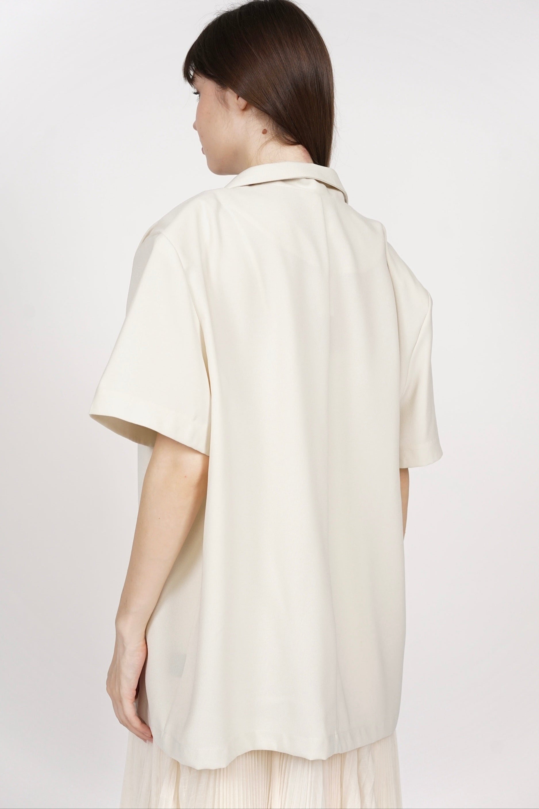 Relaxed Oversized Button Top in Ecru