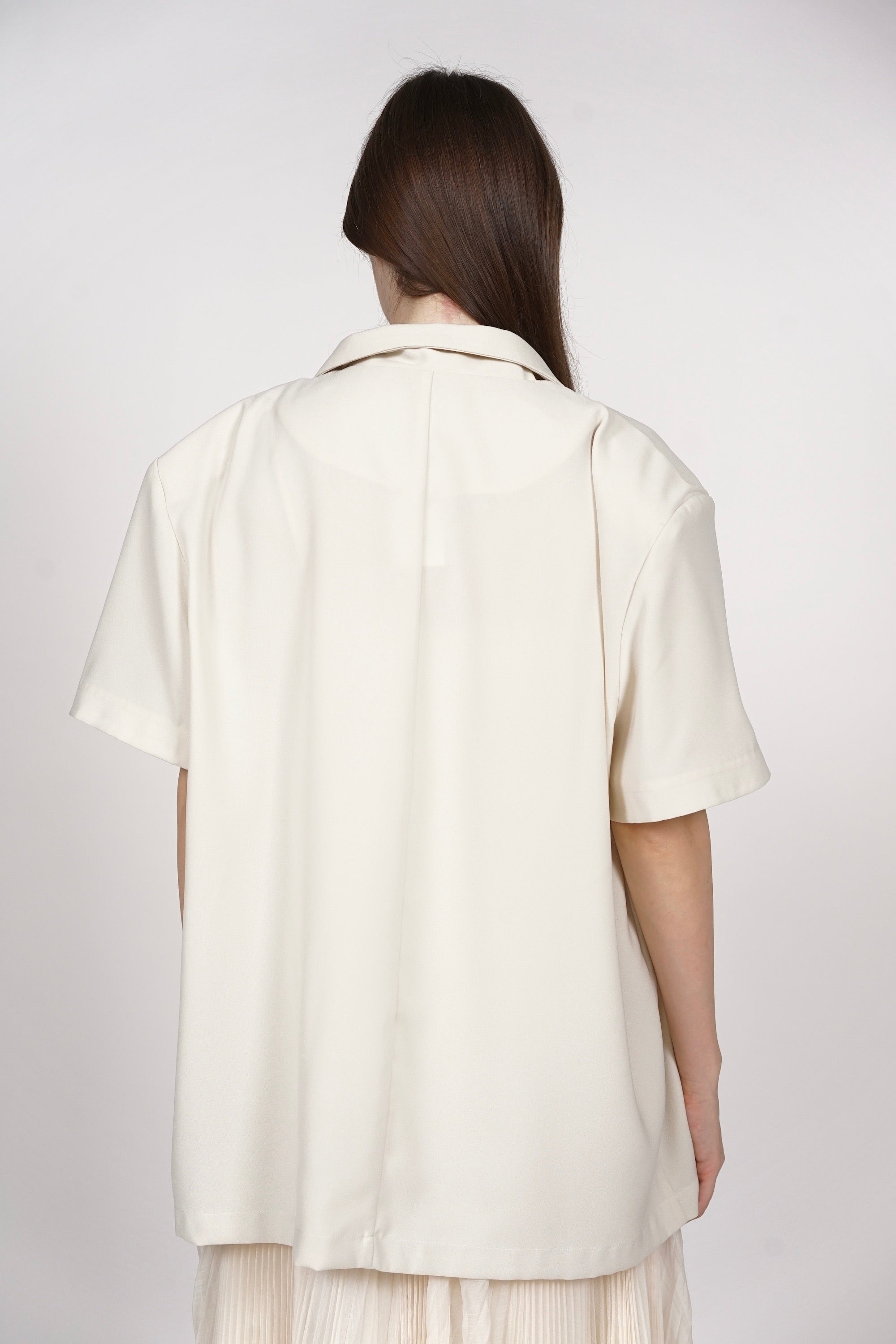 Relaxed Oversized Button Top in Ecru