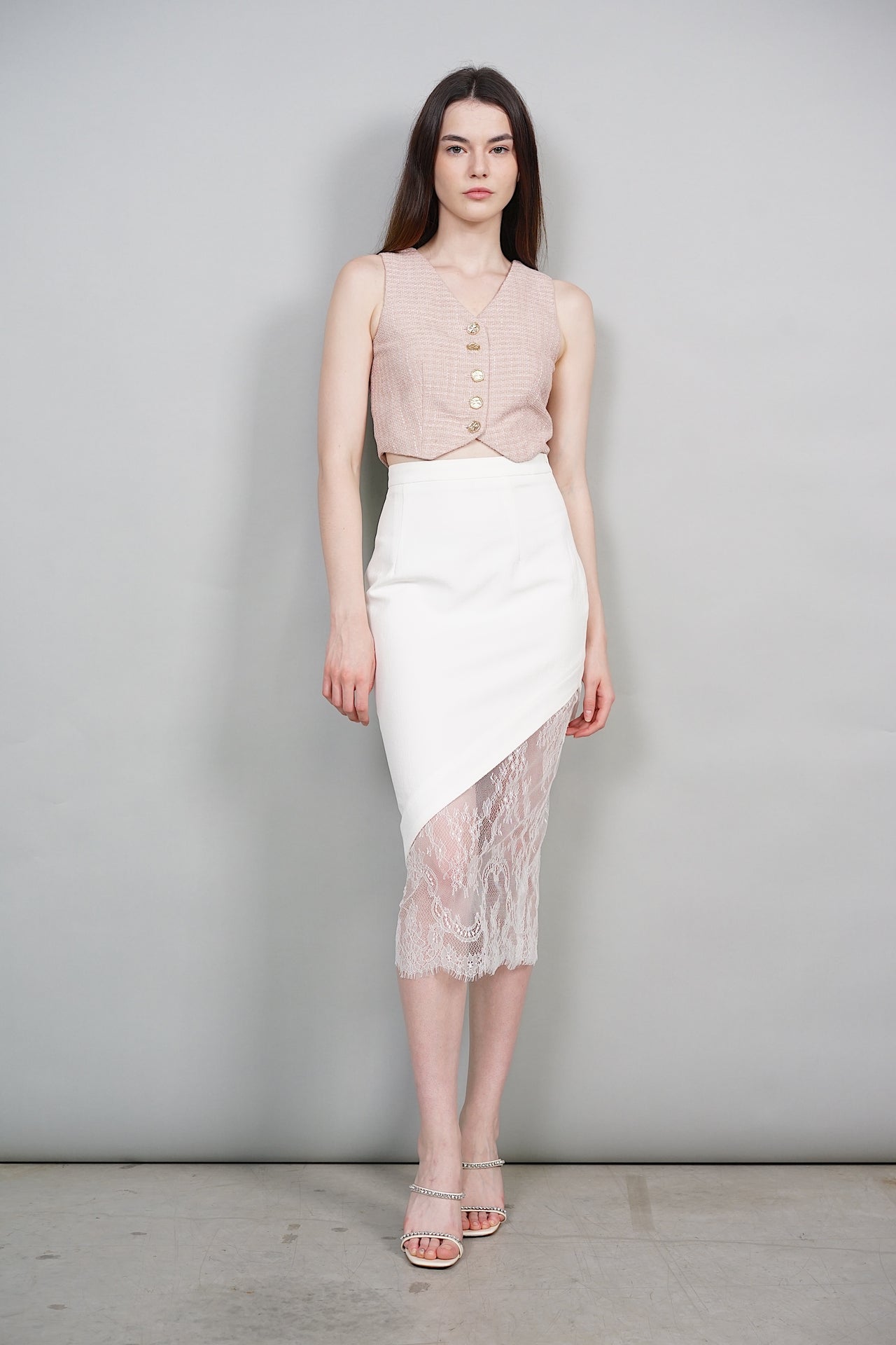 Sonnet Lace Midi Skirt in White