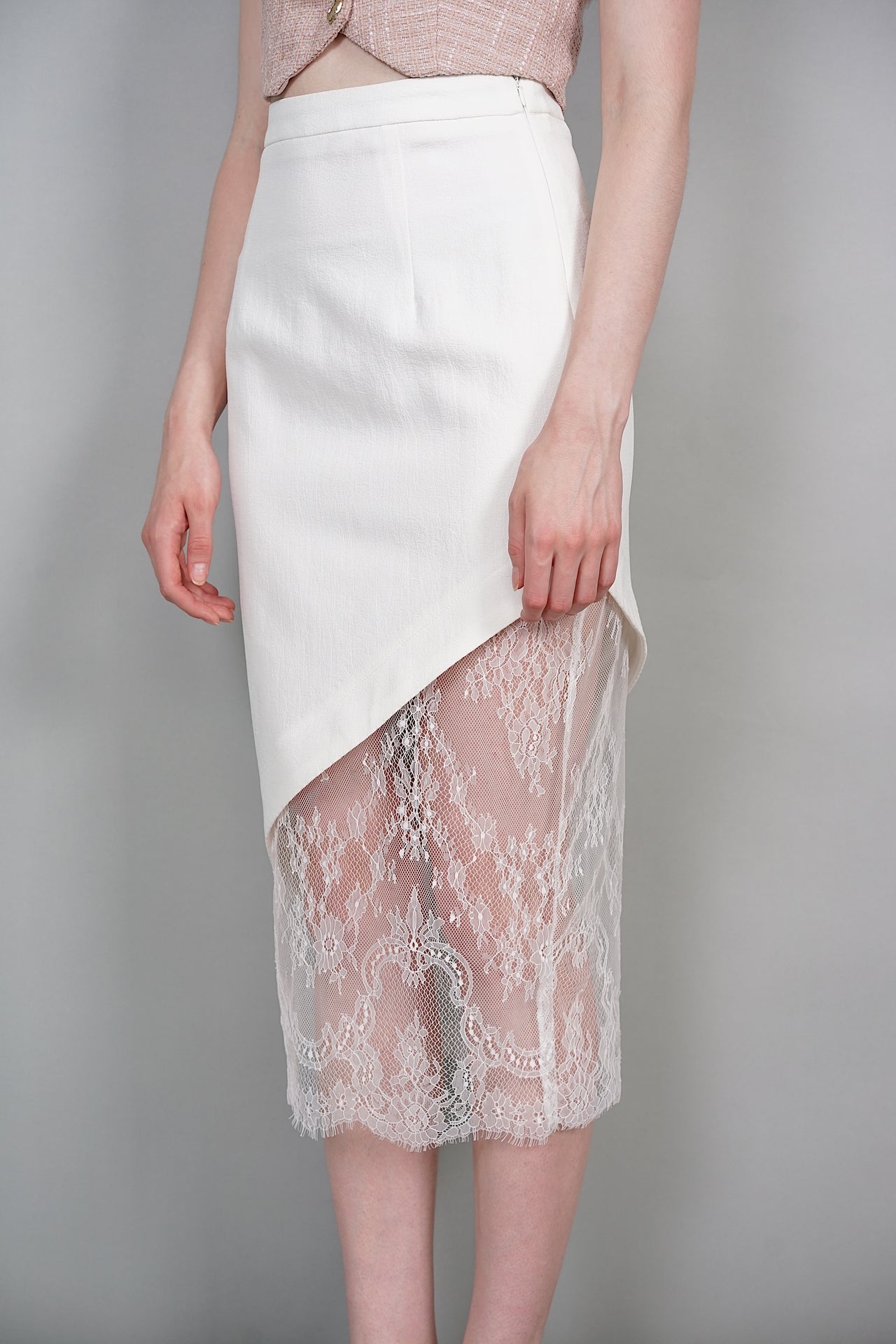 Sonnet Lace Midi Skirt in White