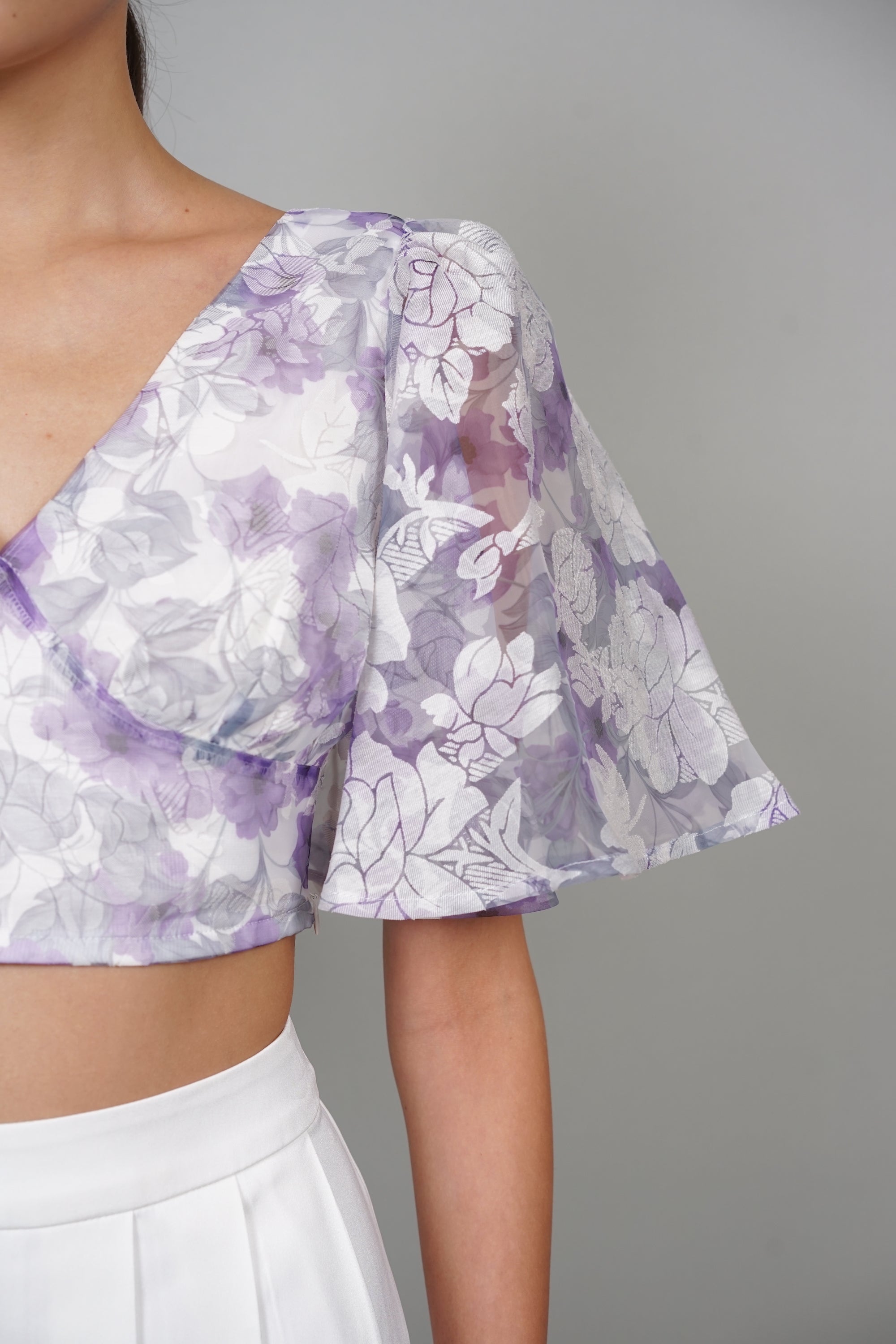 Ronnie Flutter Top in Purple Floral