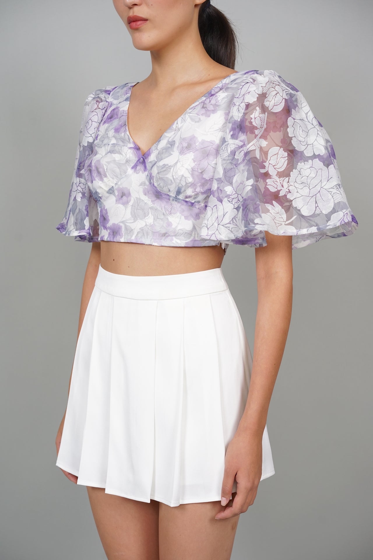 Ronnie Flutter Top in Purple Floral