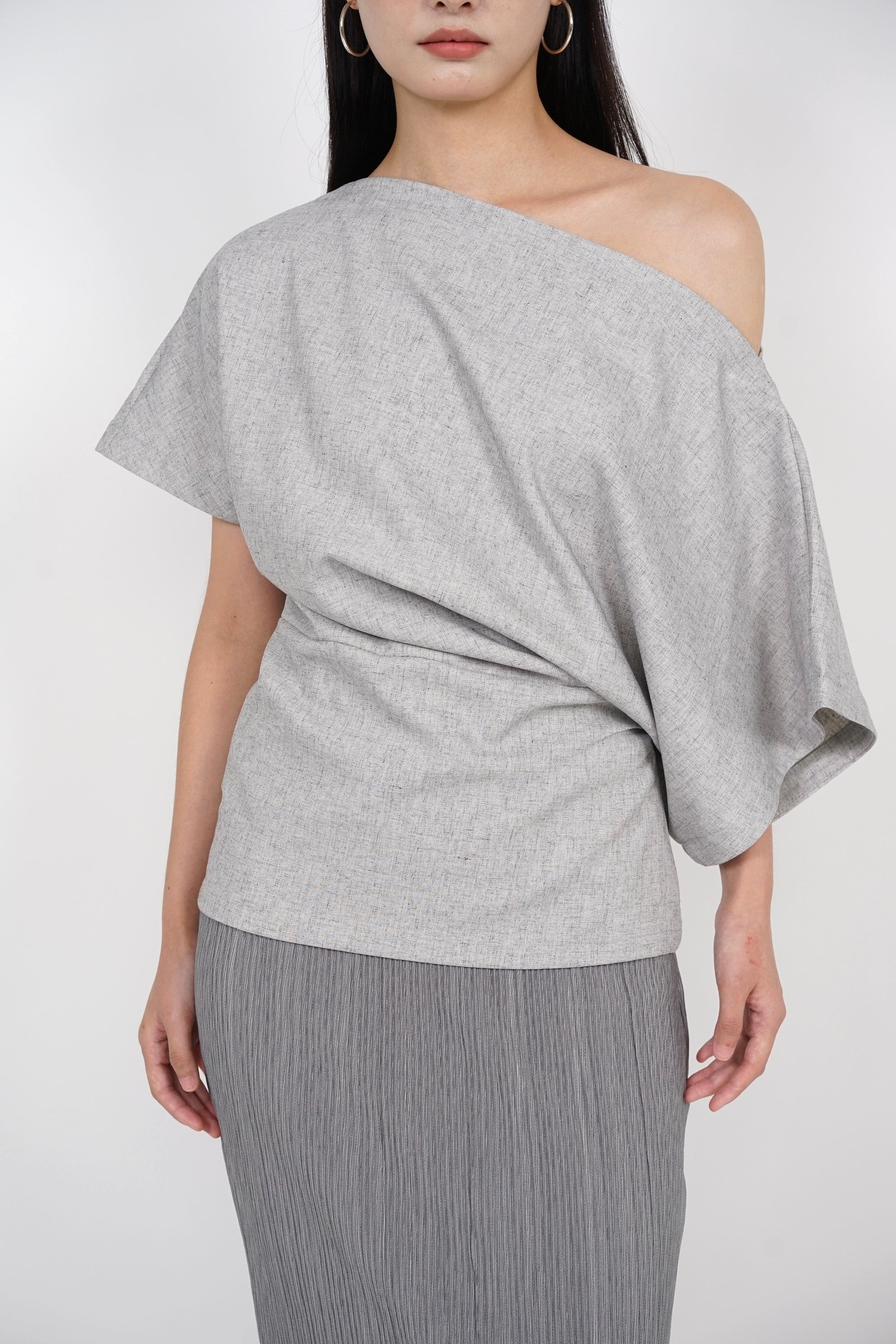 Asymmetrical Sleeve Top in Oat