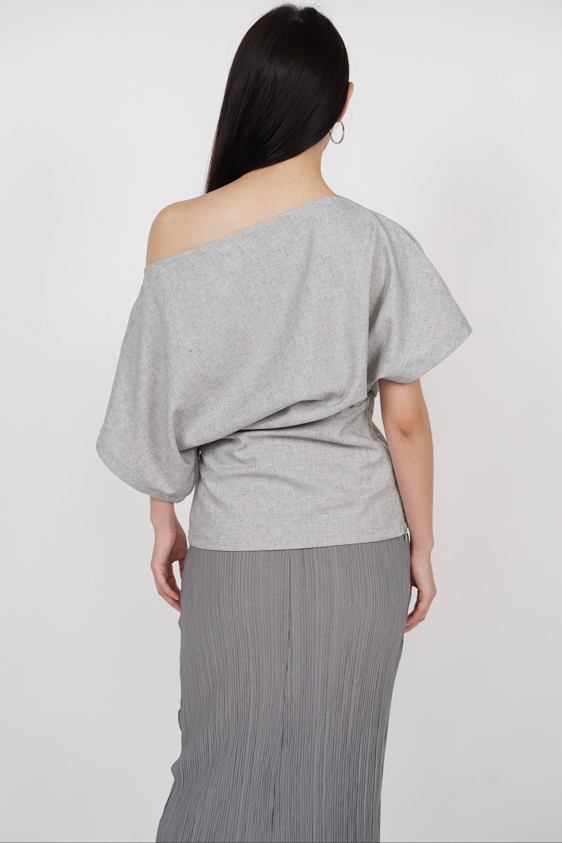 Asymmetrical Sleeve Top in Oat