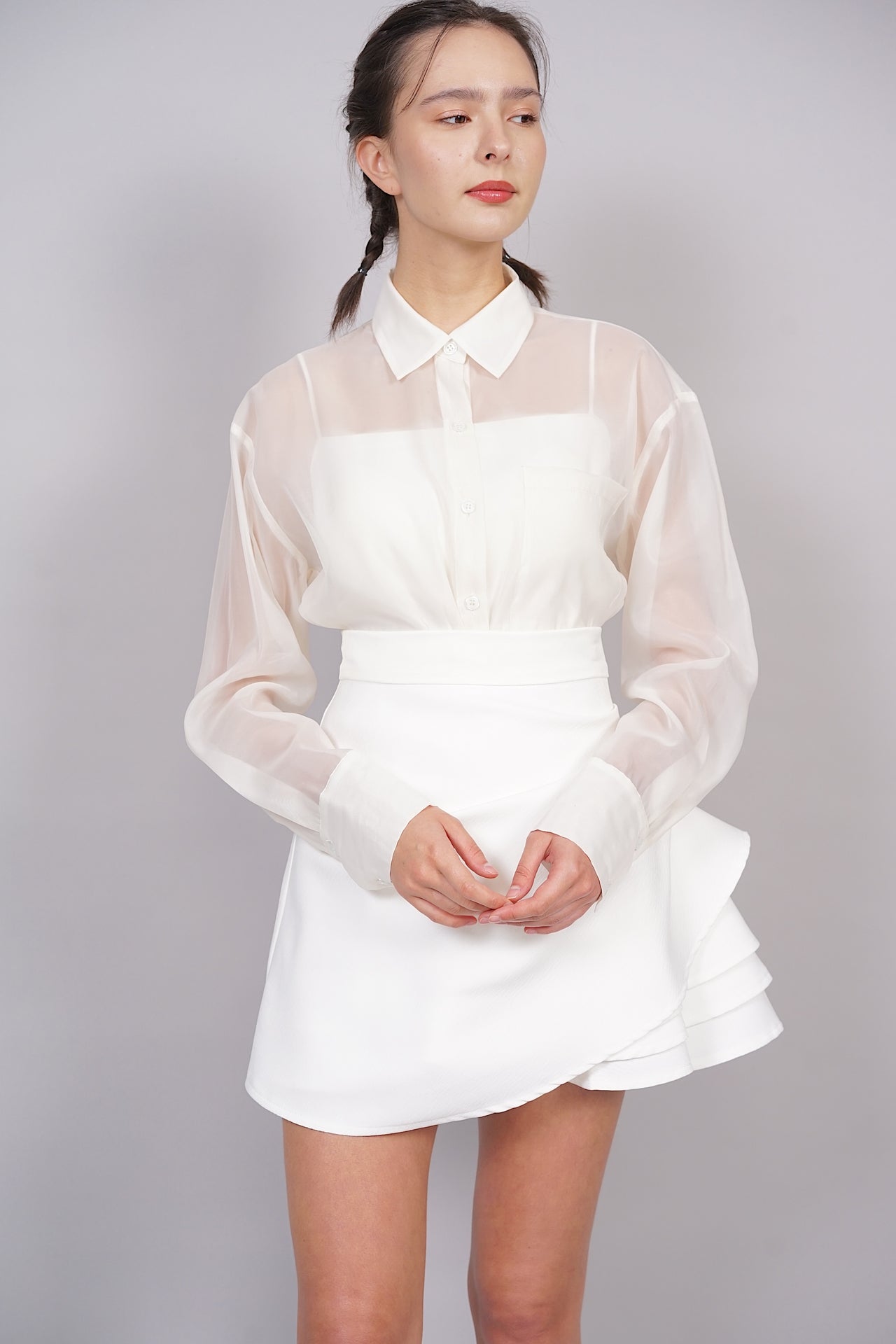 Sheer See-Through Shirt in Ivory - Arriving Soon