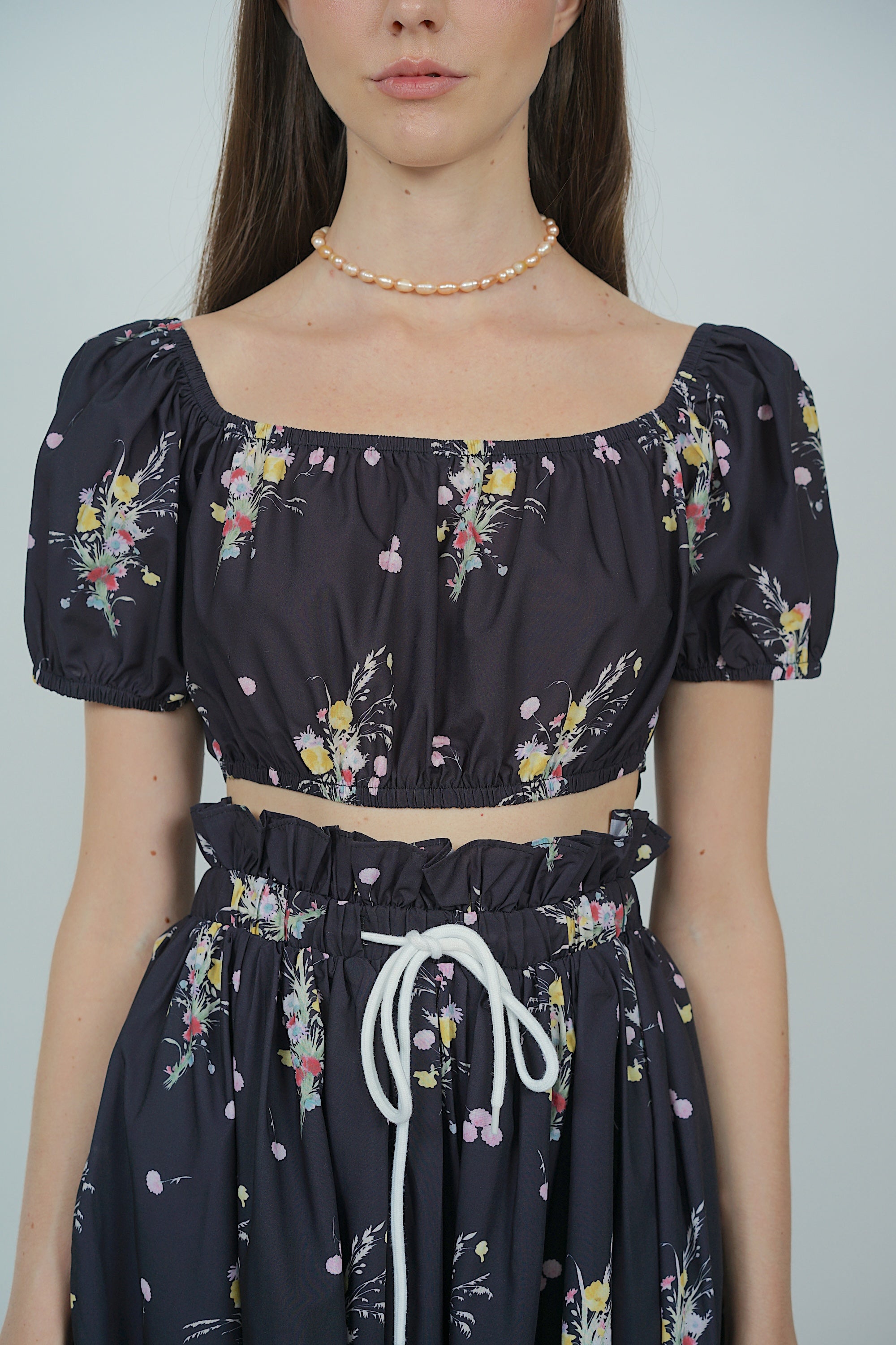 Reversible Crop Top in Black Floral