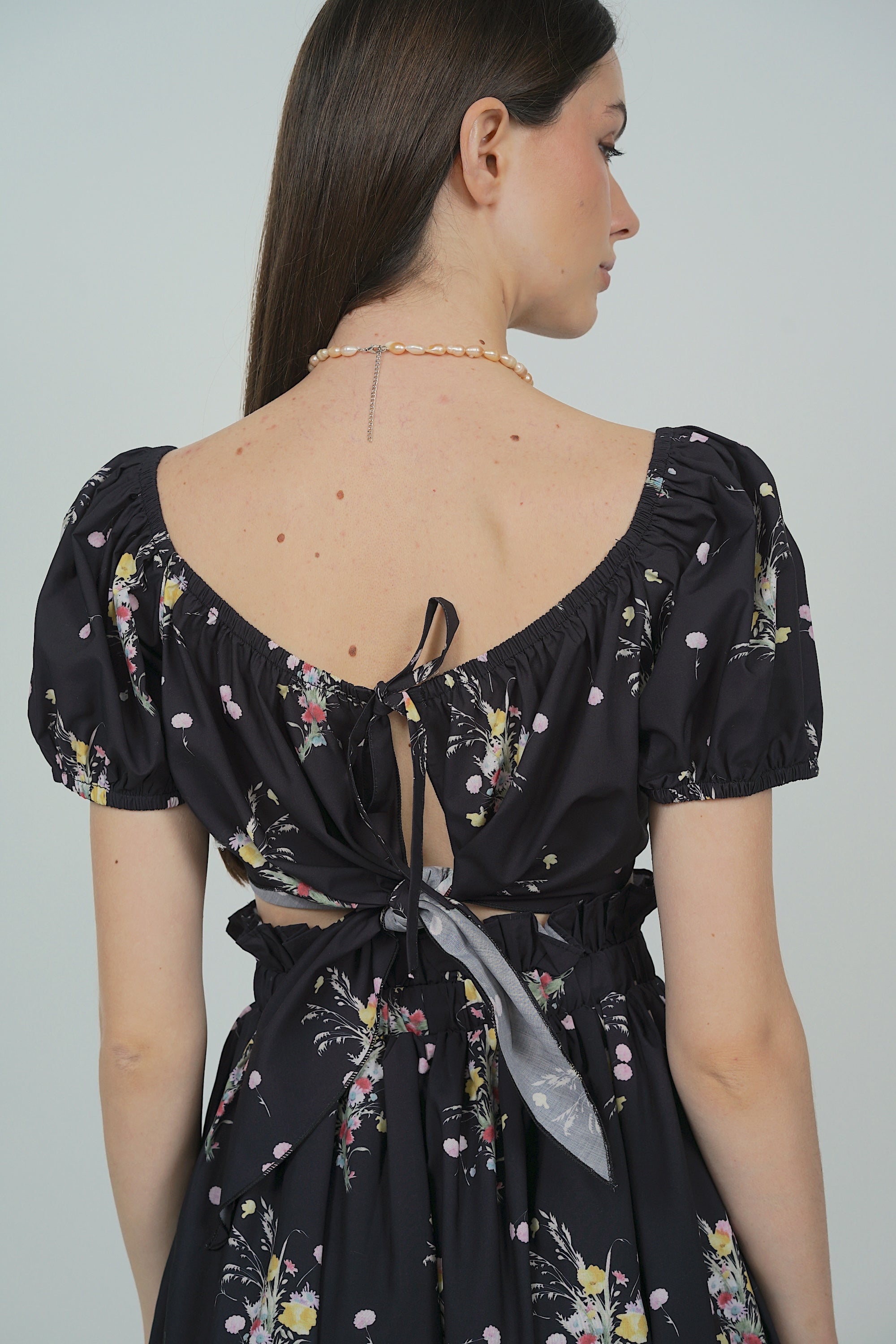 Reversible Crop Top in Black Floral
