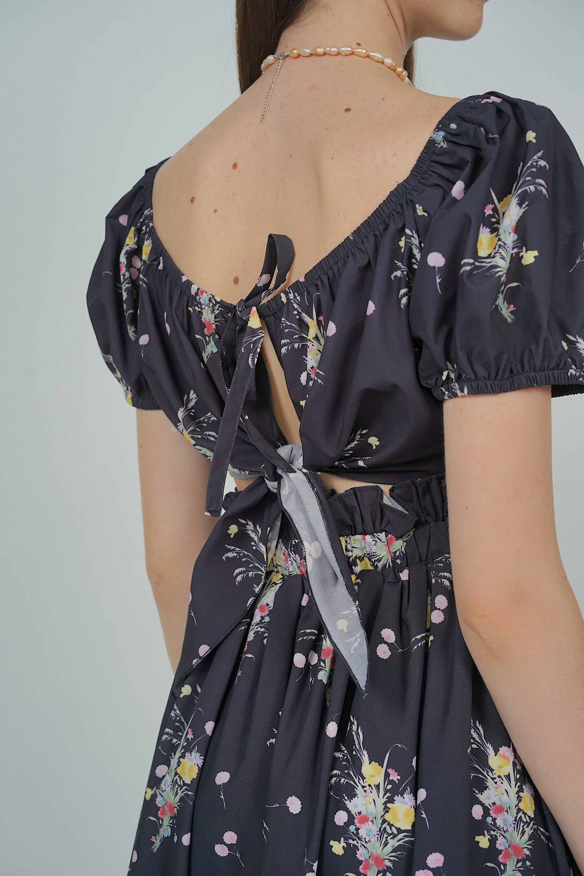 Reversible Crop Top in Black Floral
