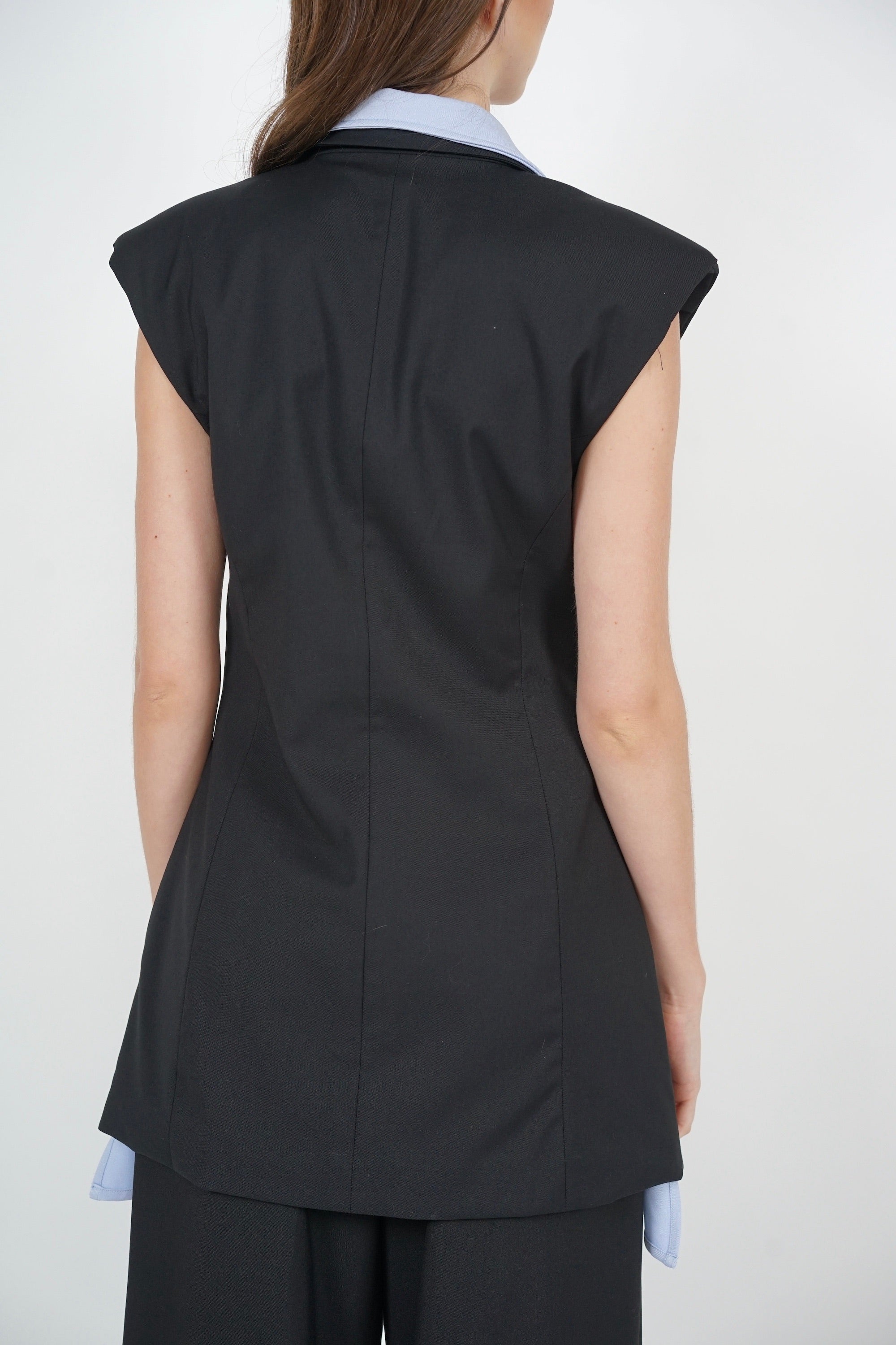Layered Vest Top in Black Blue