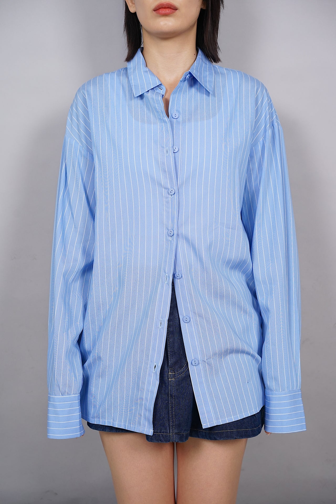 Collared Button-Down Shirt in Blue Pinstripes - Arriving Soon