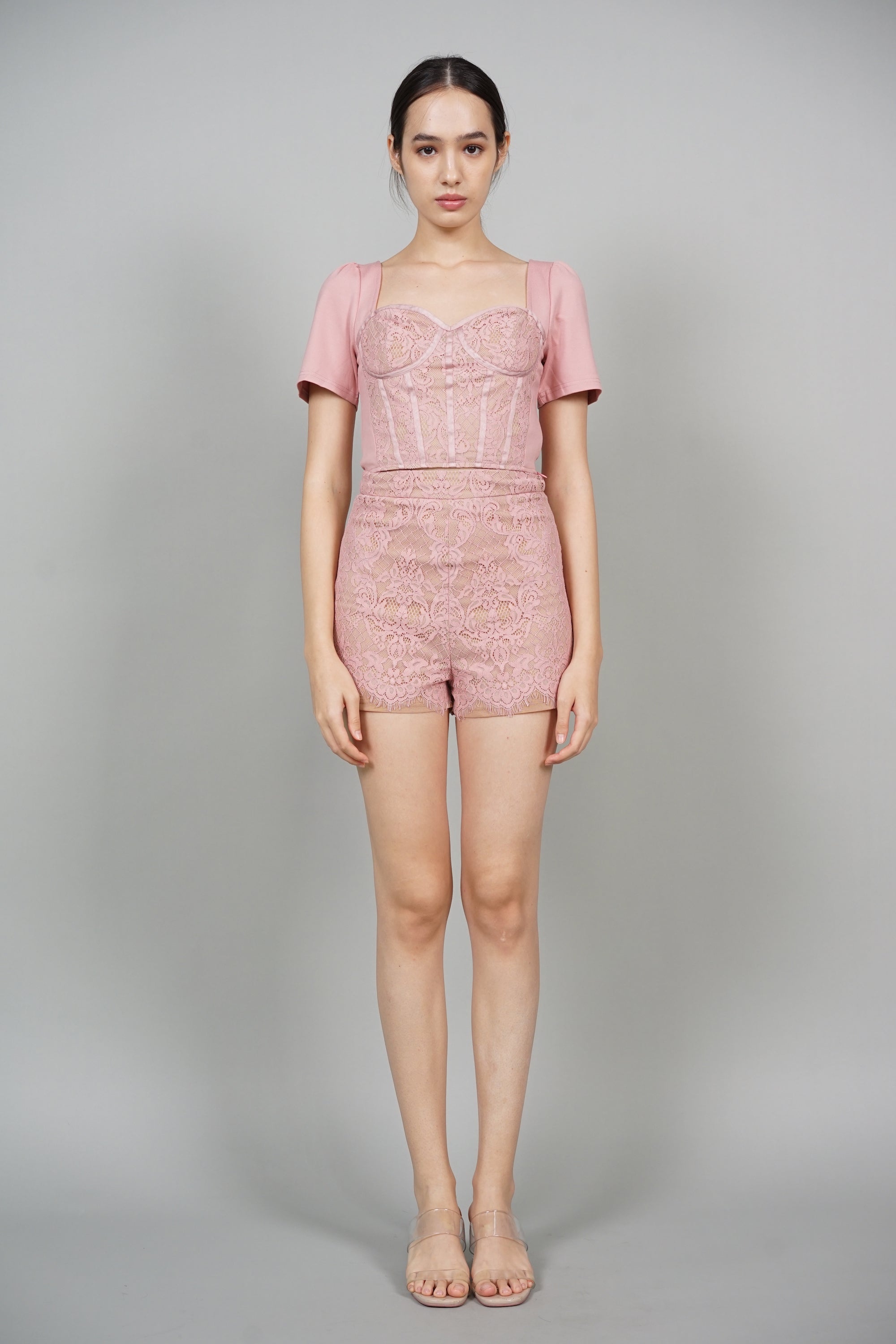 Zavey Lace Top in Pink