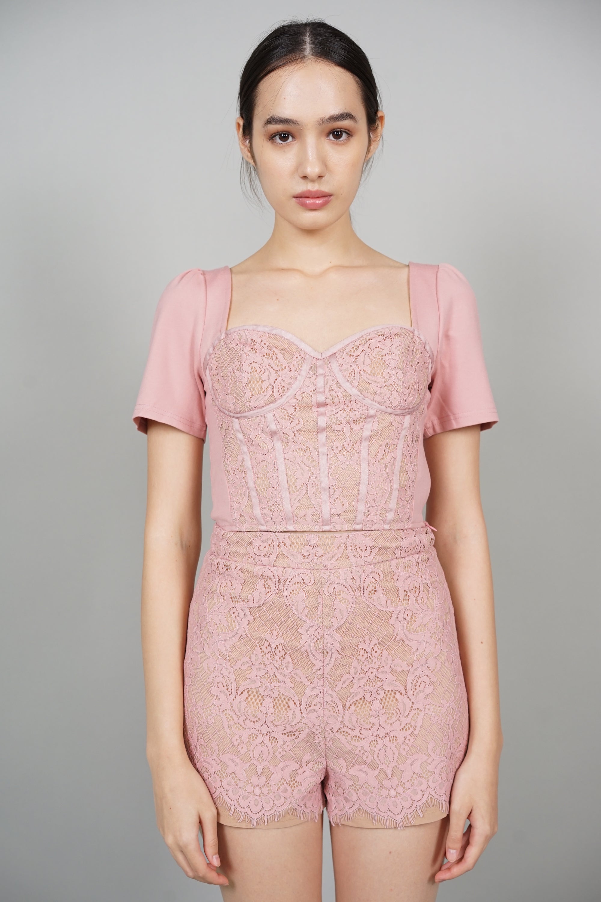 Zavey Lace Top in Pink