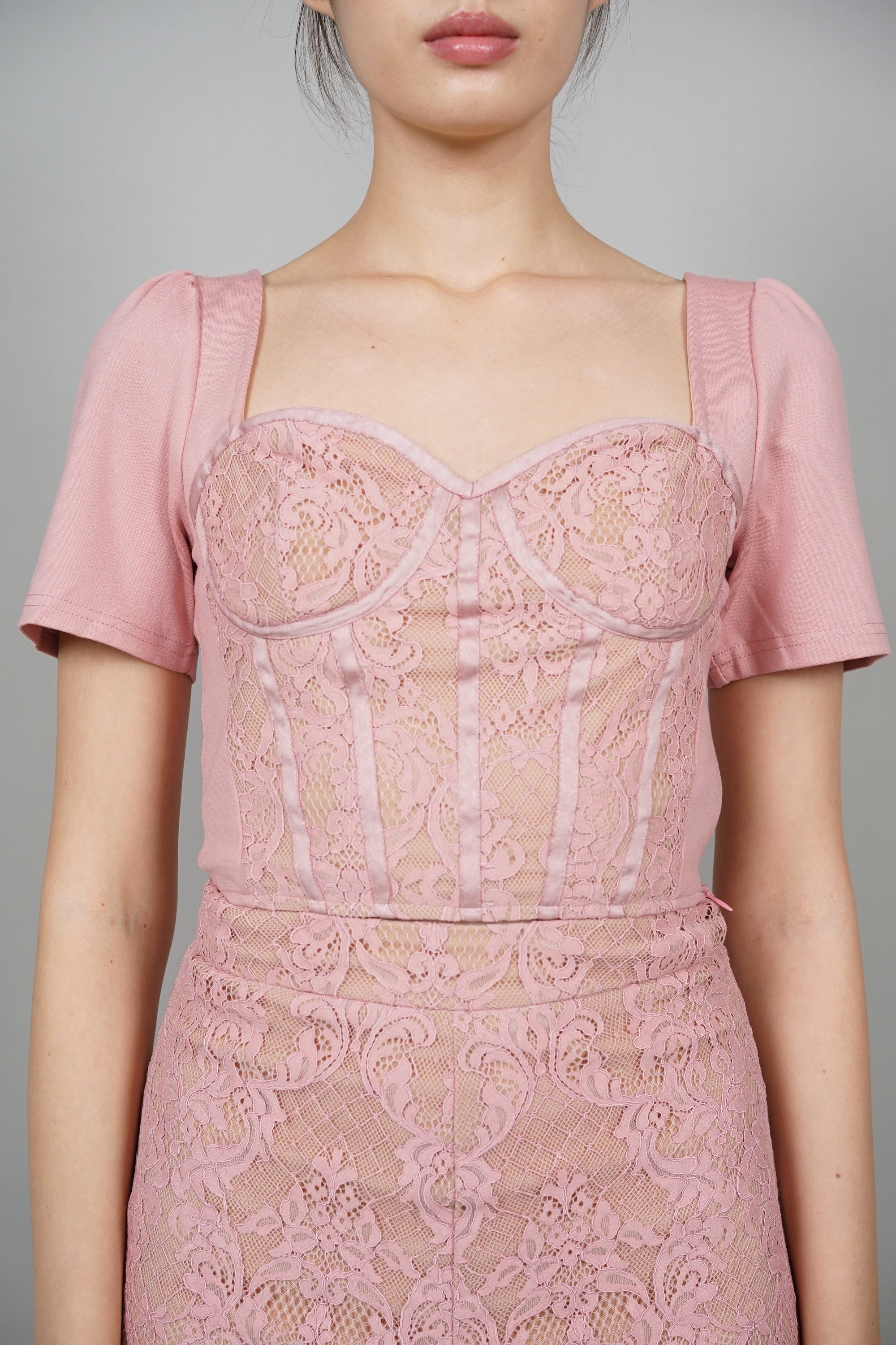 Zavey Lace Top in Pink
