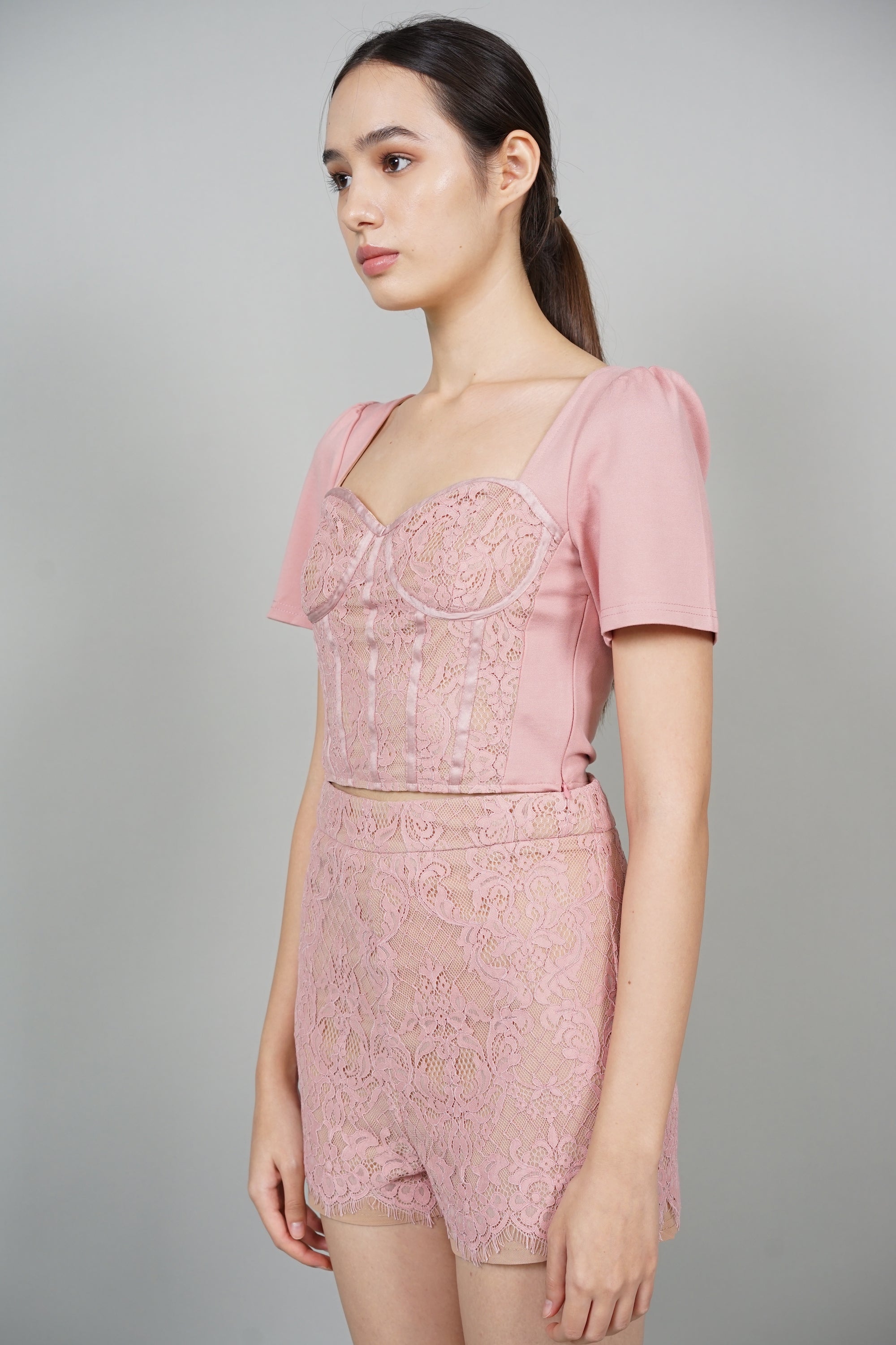 Zavey Lace Top in Pink