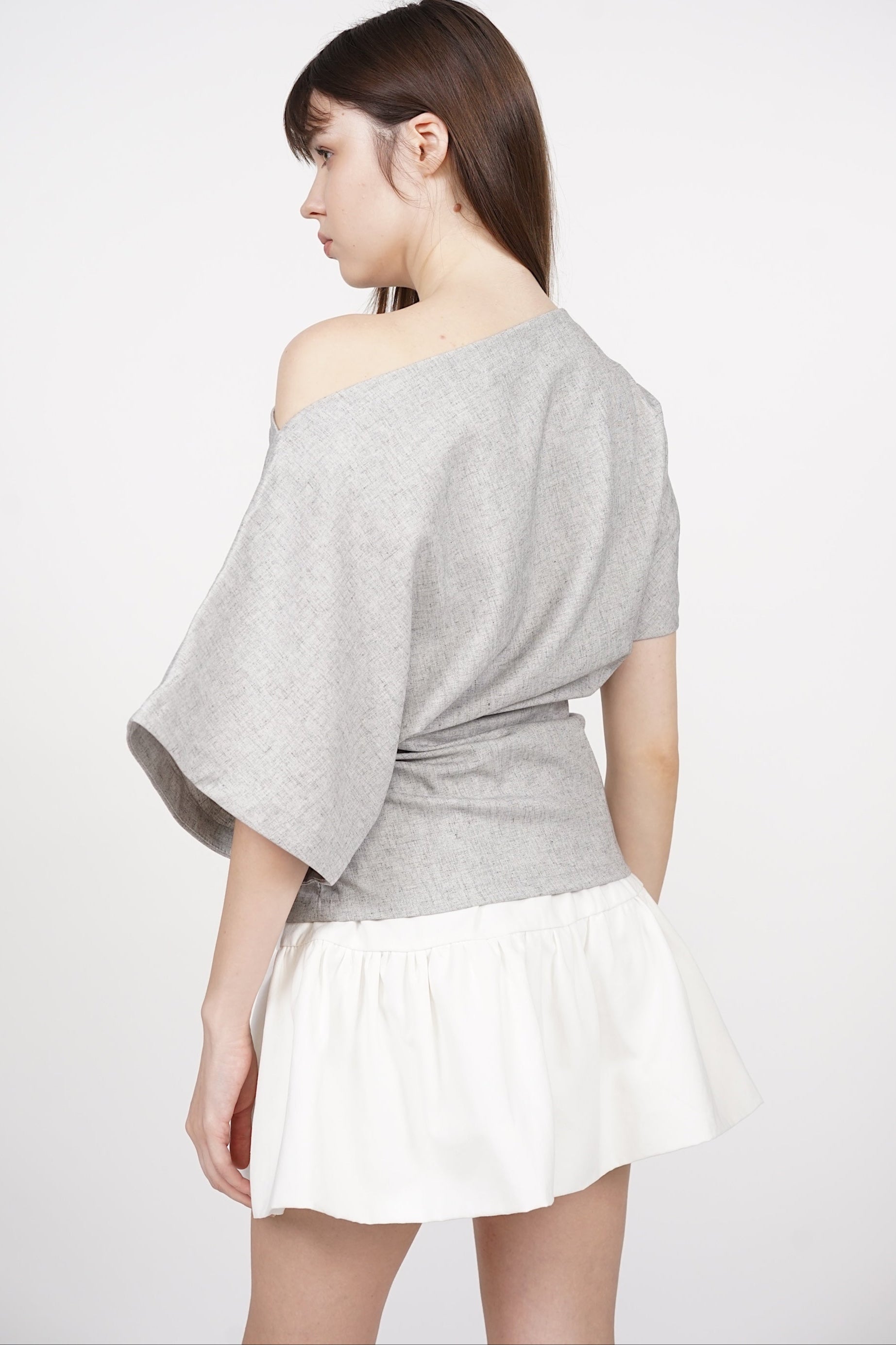 Asymmetrical Sleeve Top in Oat