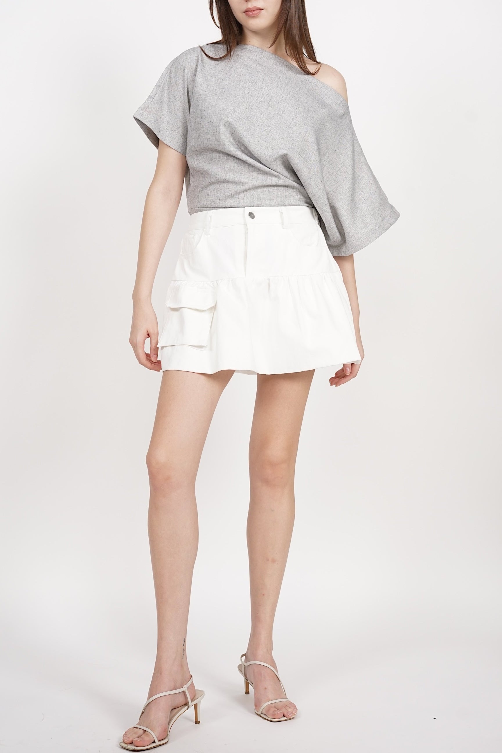 Asymmetrical Sleeve Top in Oat