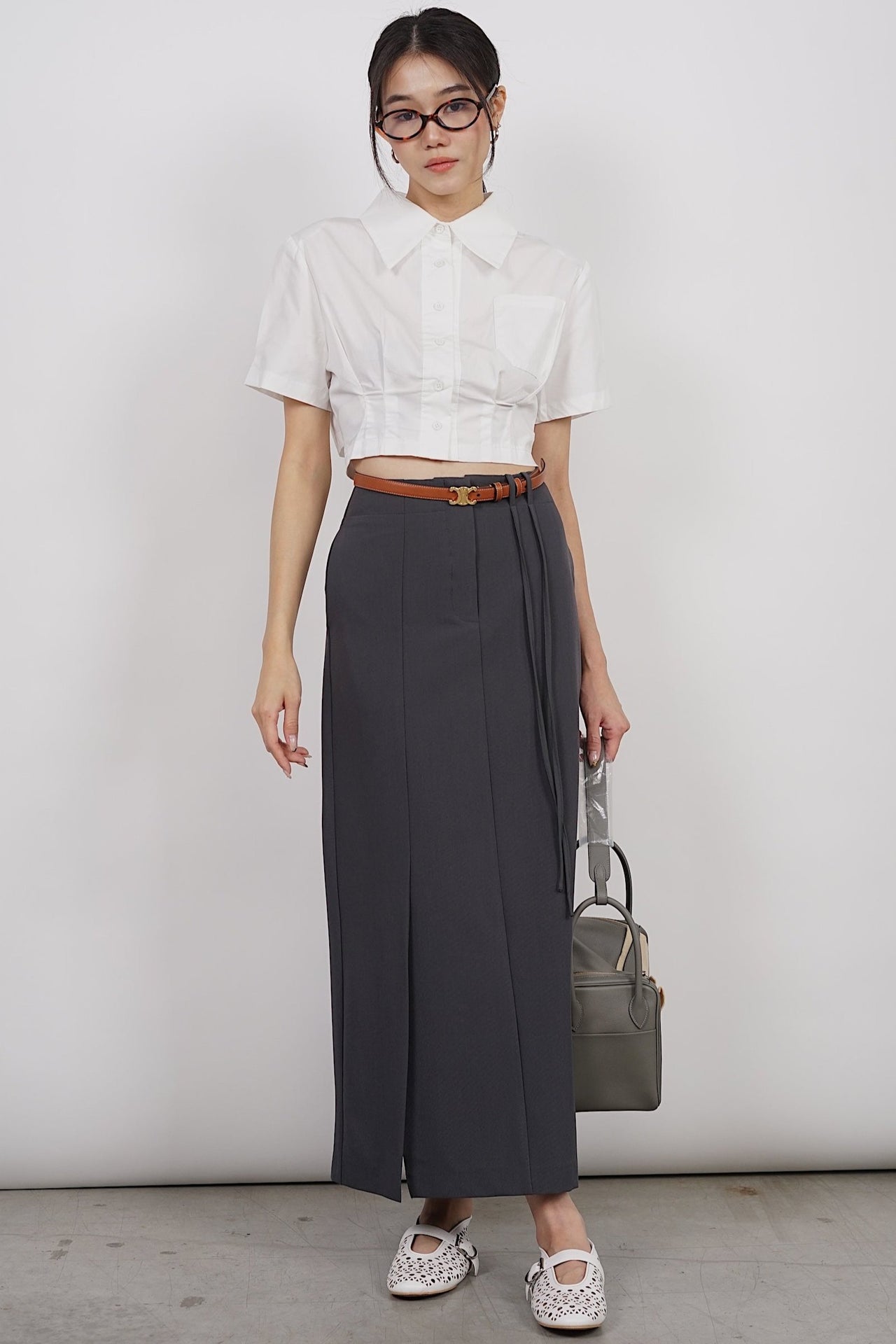 Technical Column Skirt in Misty Grey