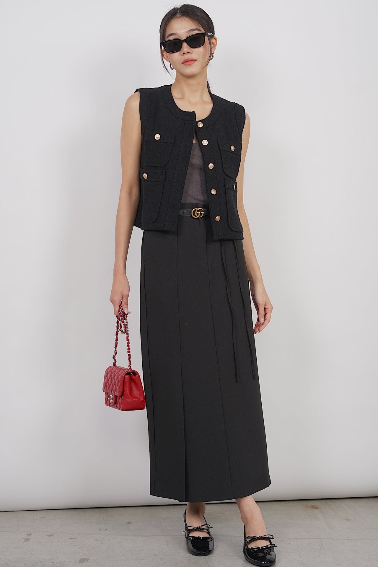 Technical Column Skirt in Black