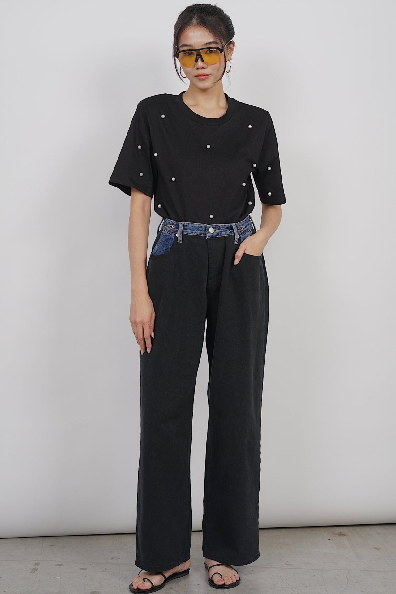 Padded Pearl Shirt in Black