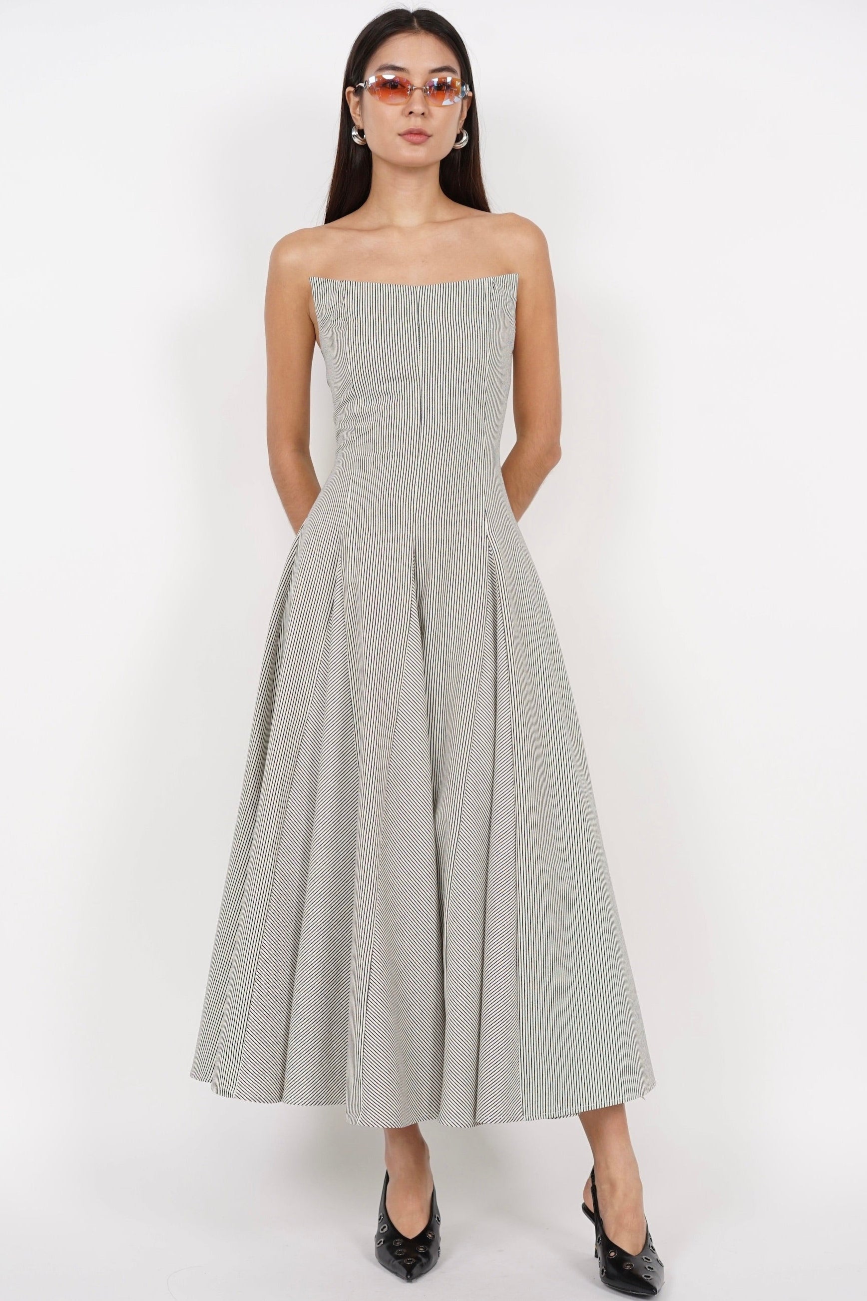 Giana Tube Dress in Cream Stripes