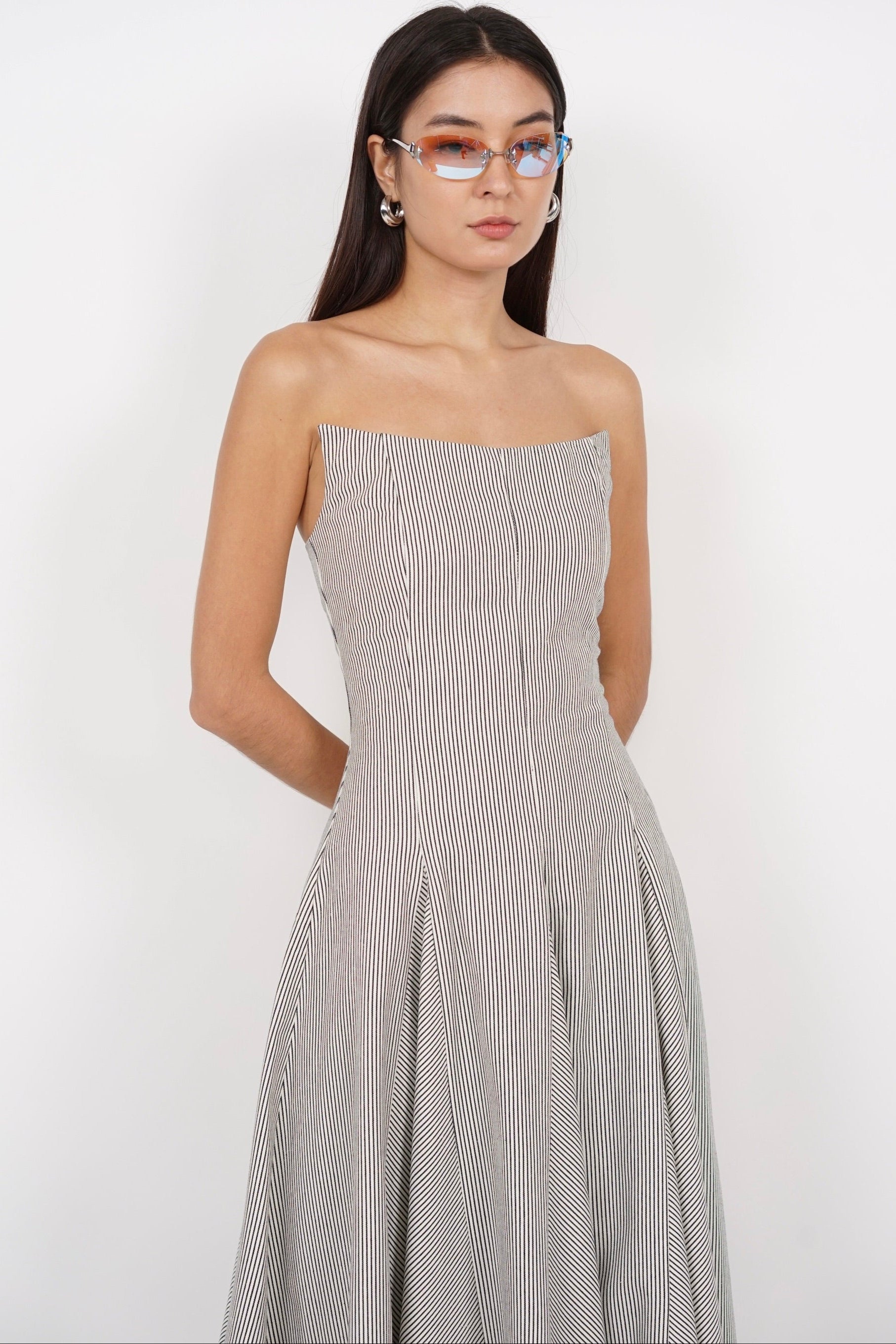 Giana Tube Dress in Cream Stripes