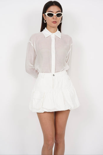 Bubble-Hem Skorts in White