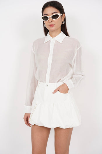 Bubble-Hem Skorts in White