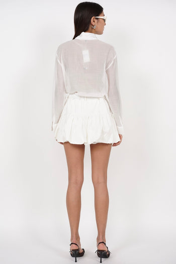 Bubble-Hem Skorts in White