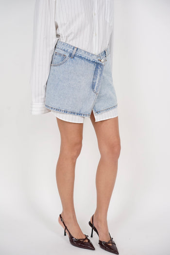 Low Waist Mini Skirt in Light Blue