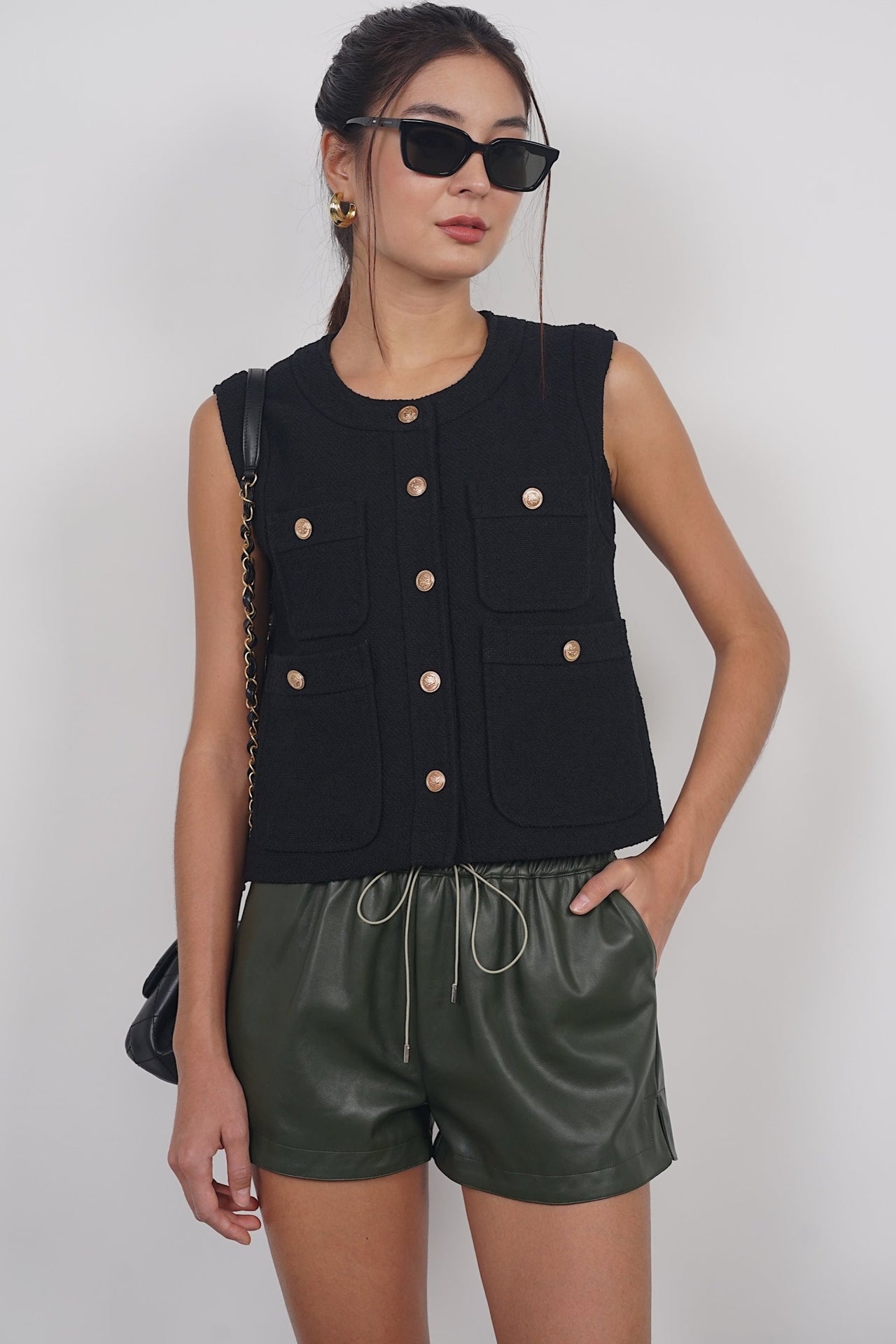 Coco Tweed Top in Black