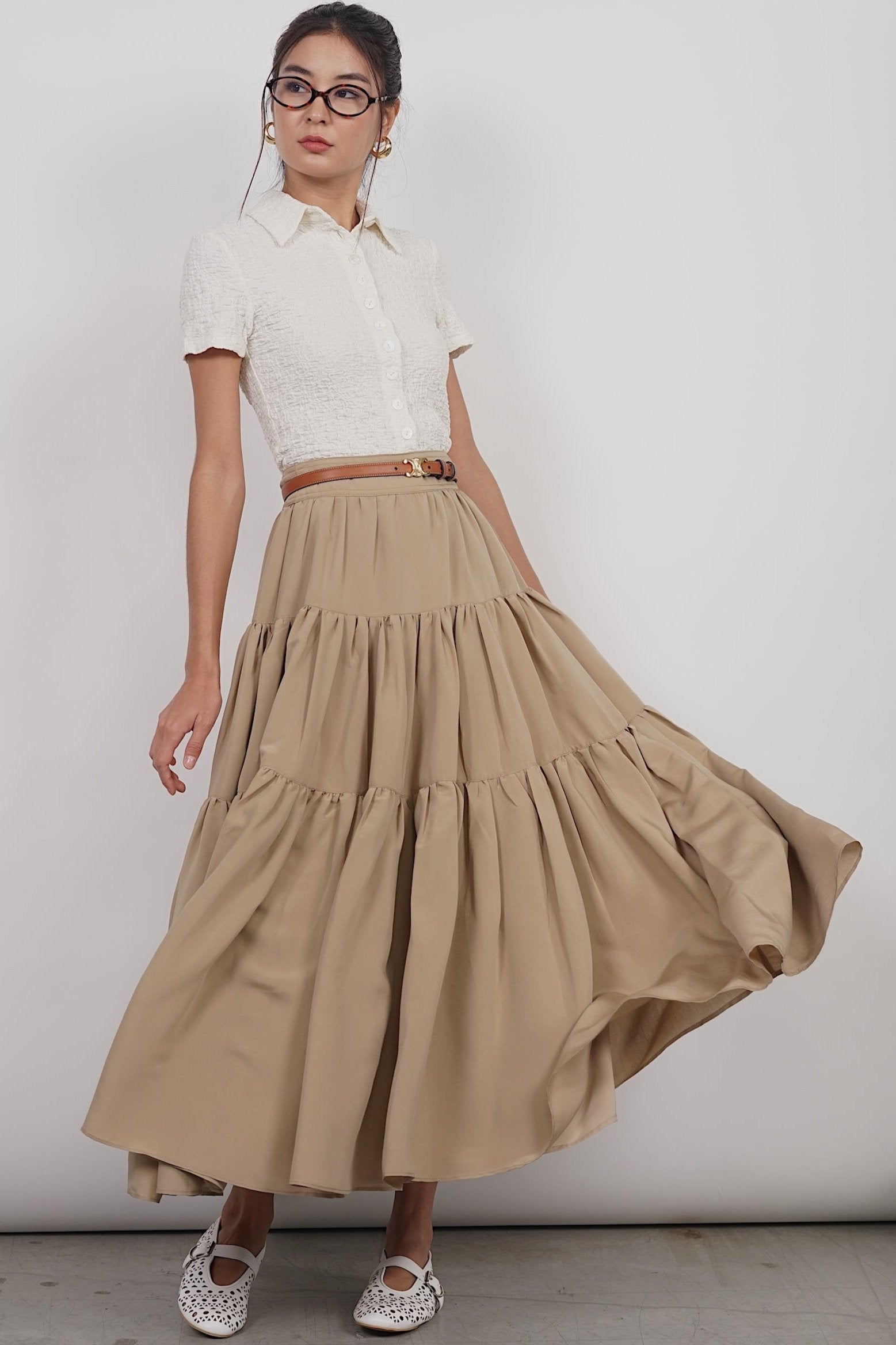 Cloud Maxi Skirt in Dessert Sand