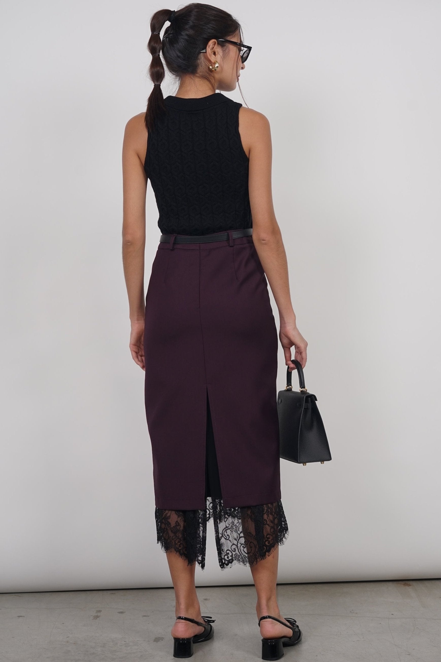 Dreamy Lace Skirt in Burgundy