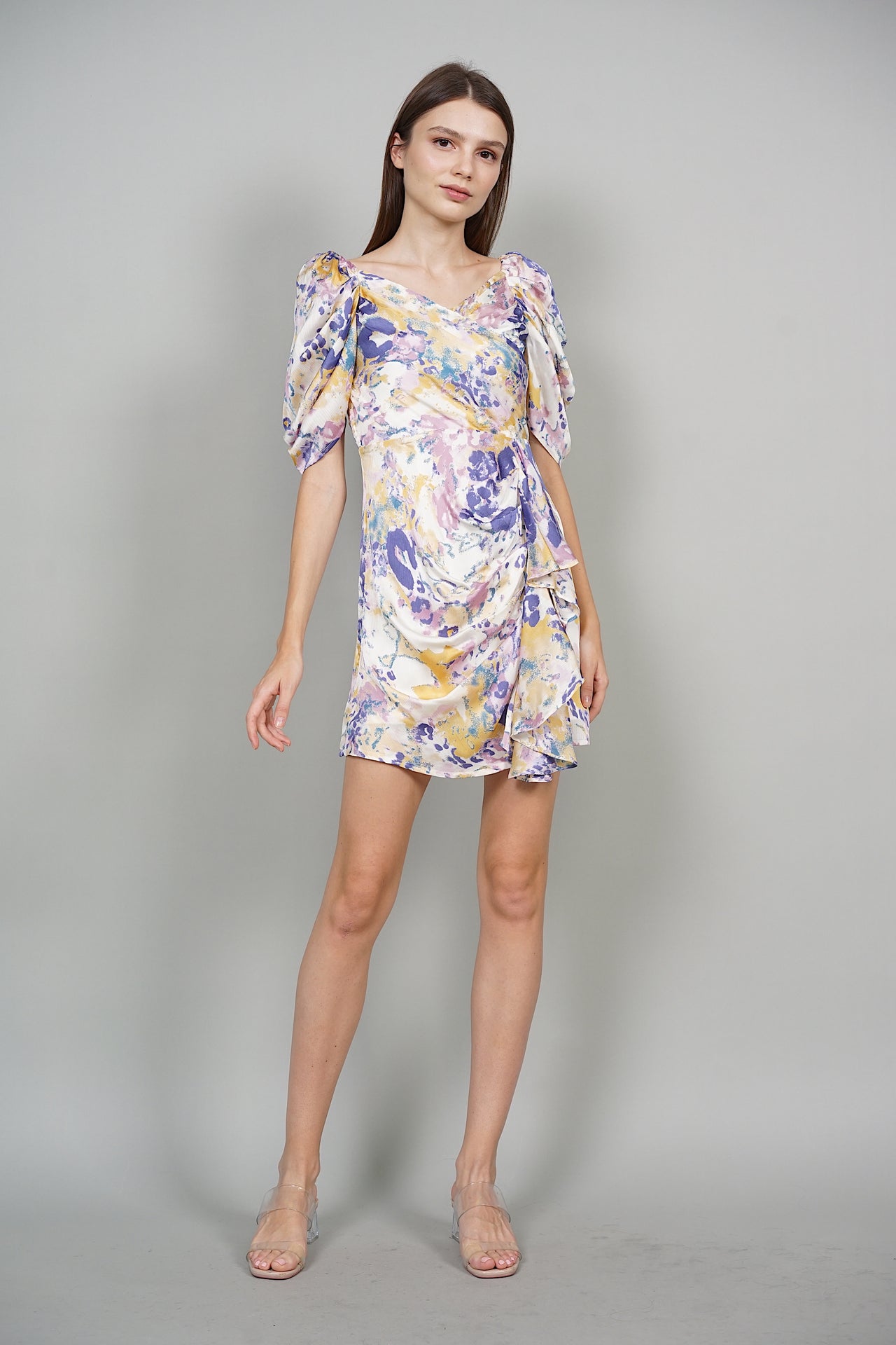 Quinn Abstract Dress in Purple Blue