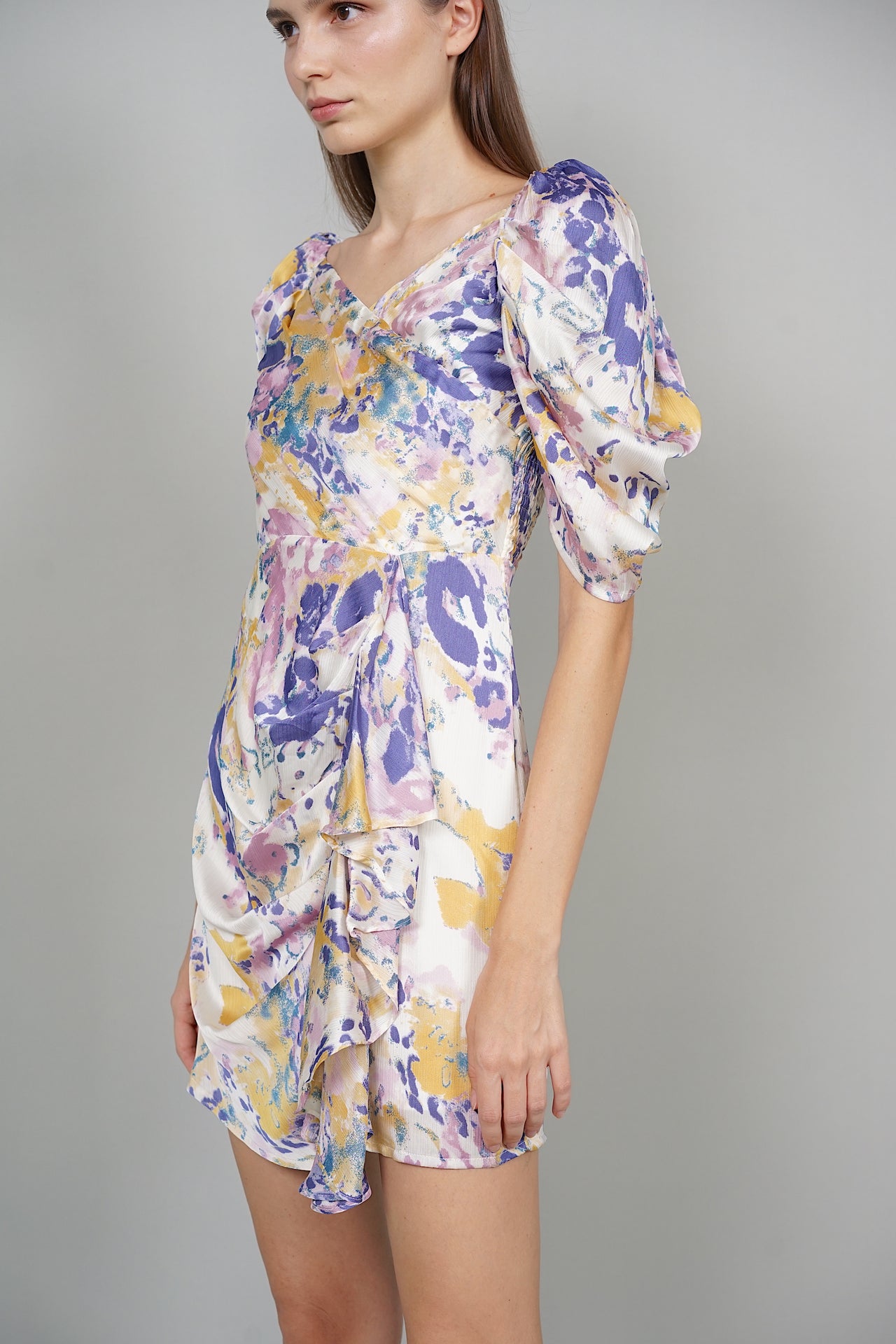 Quinn Abstract Dress in Purple Blue