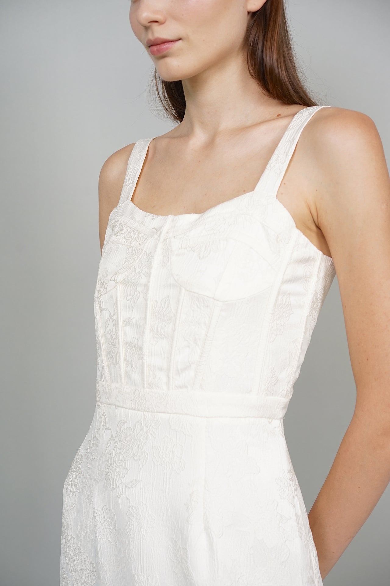 Estelle Jacquard Midi Dress in White