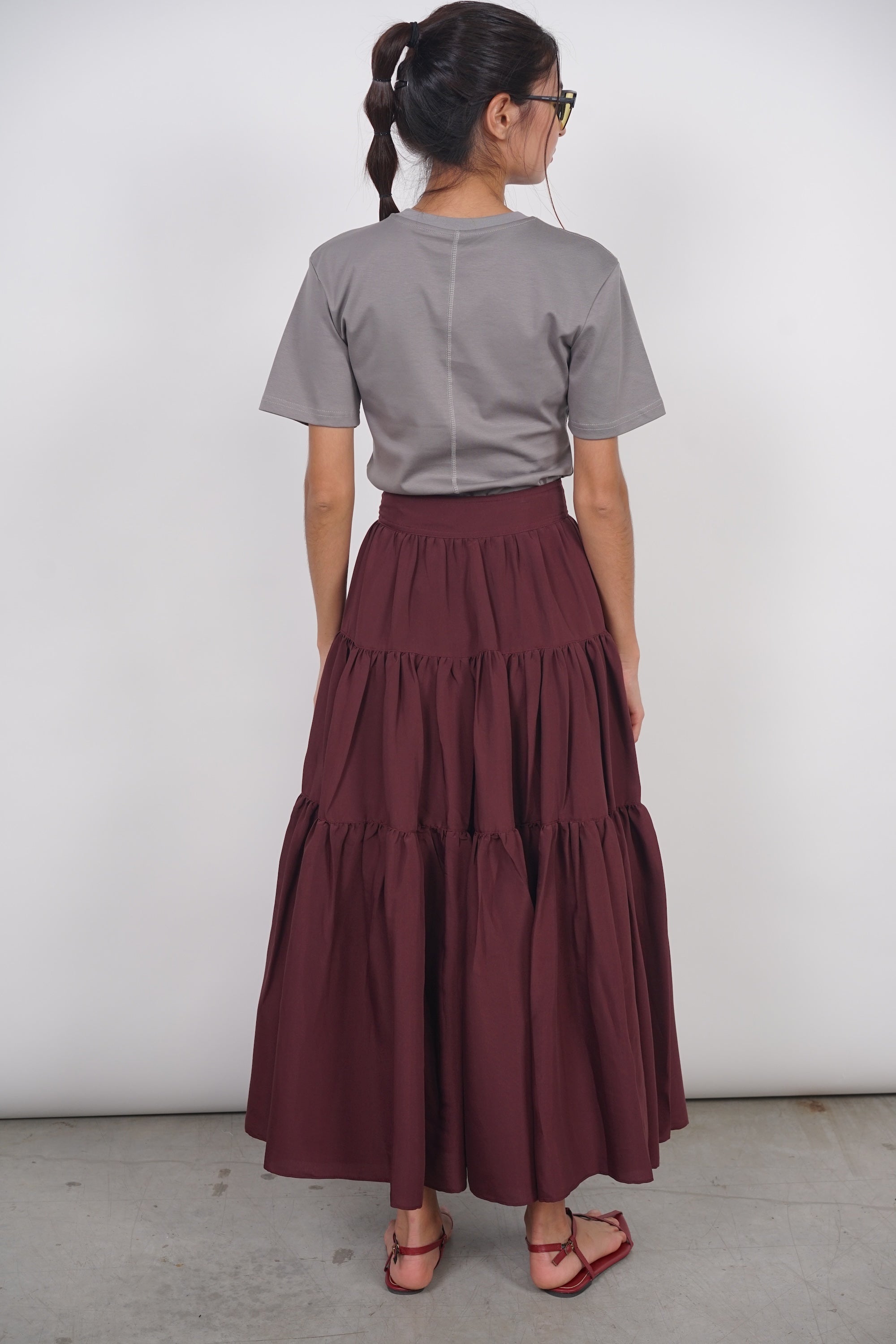 Cloud Maxi Skirt in Burgundy
