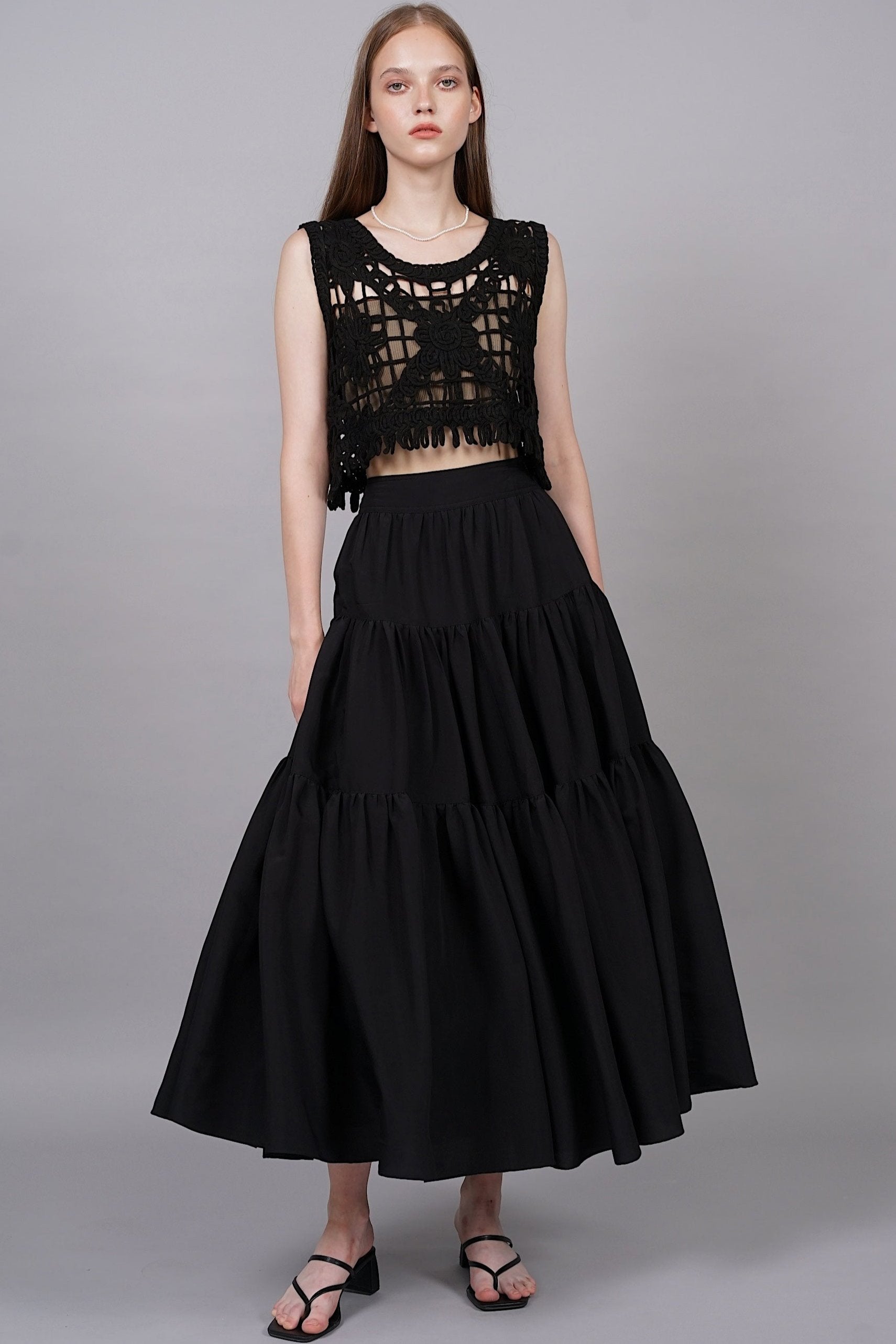 Cloud Maxi Skirt in Jet Black