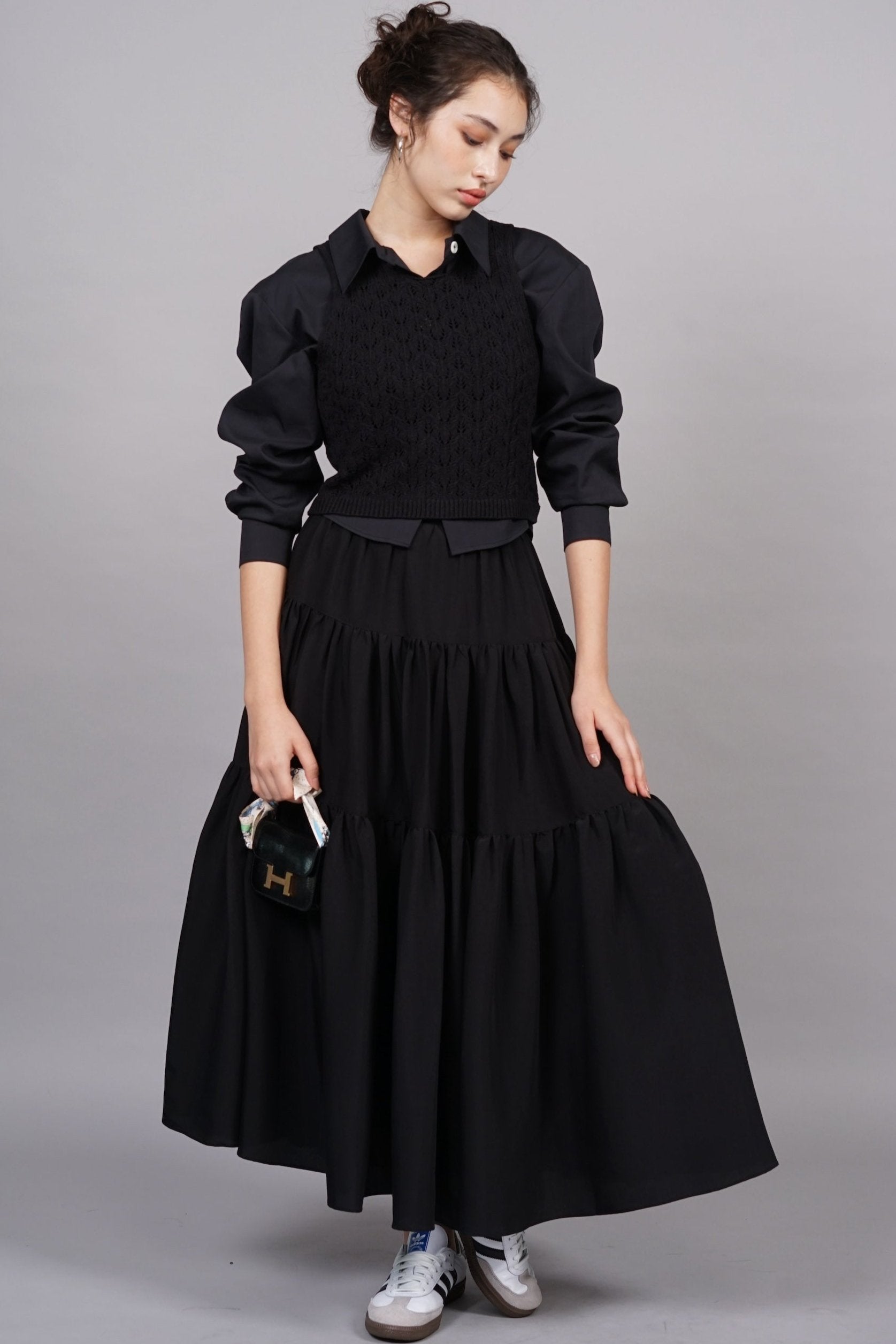 Cloud Maxi Skirt in Jet Black