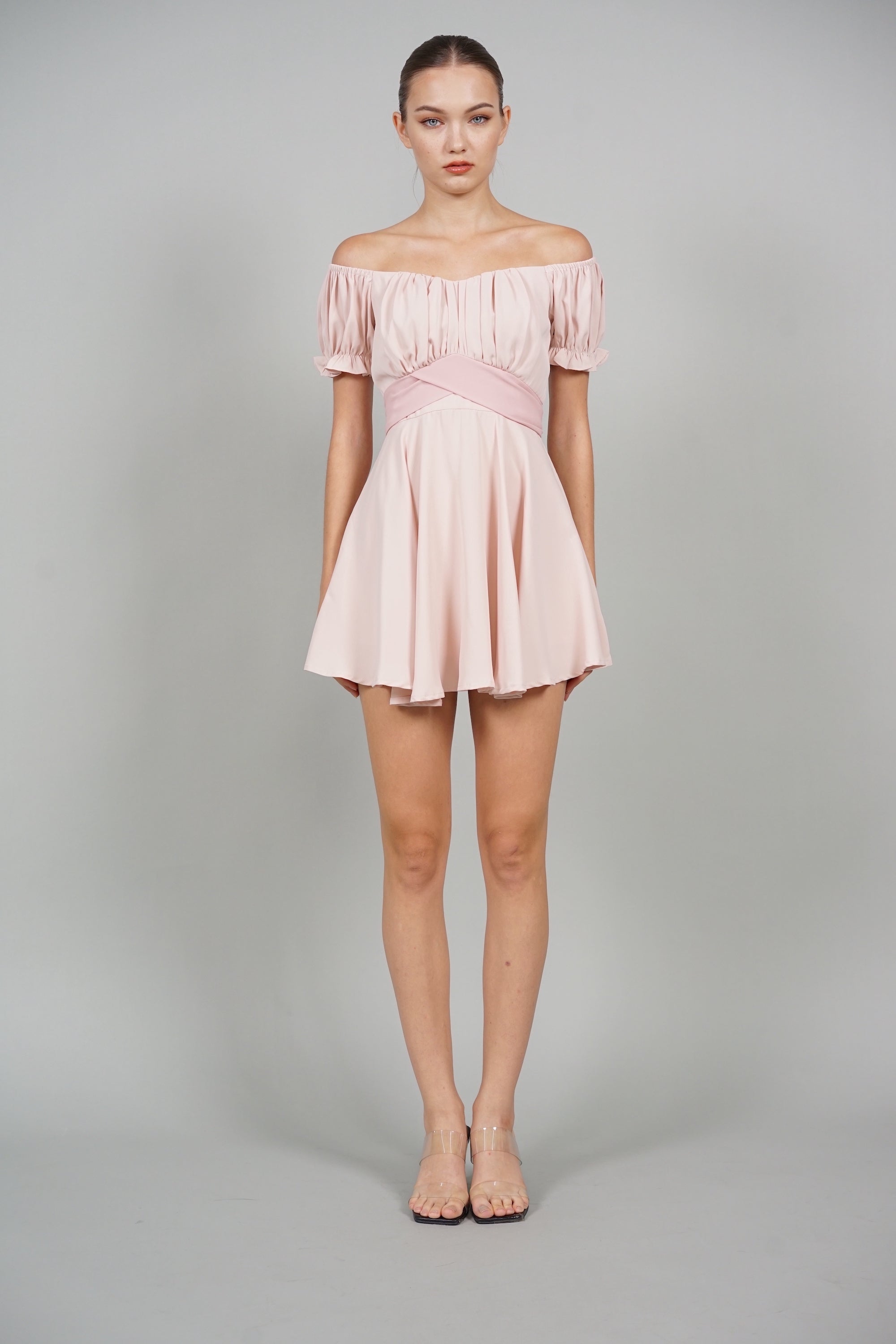 Layla Ruched Romper in Pink