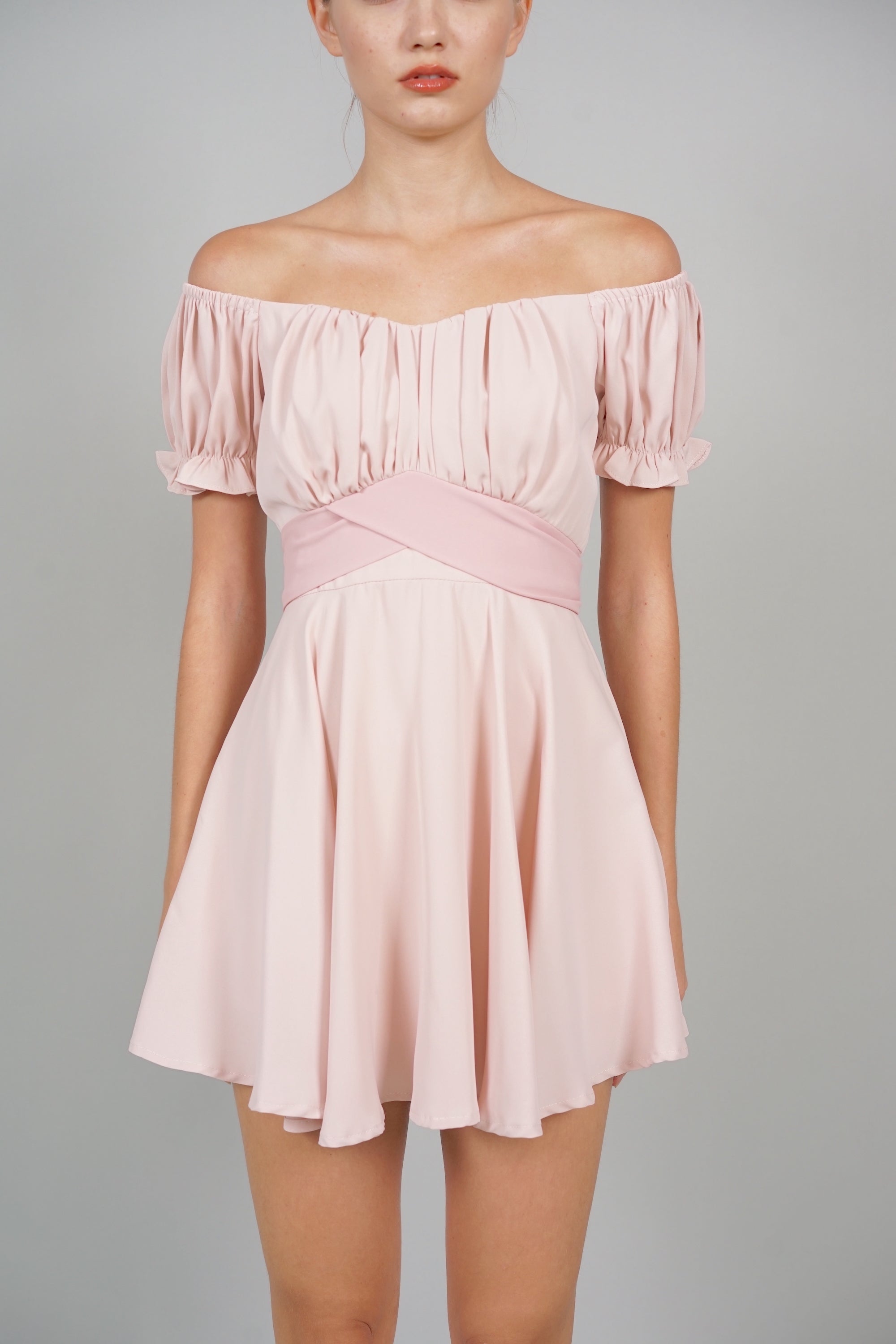 Layla Ruched Romper in Pink