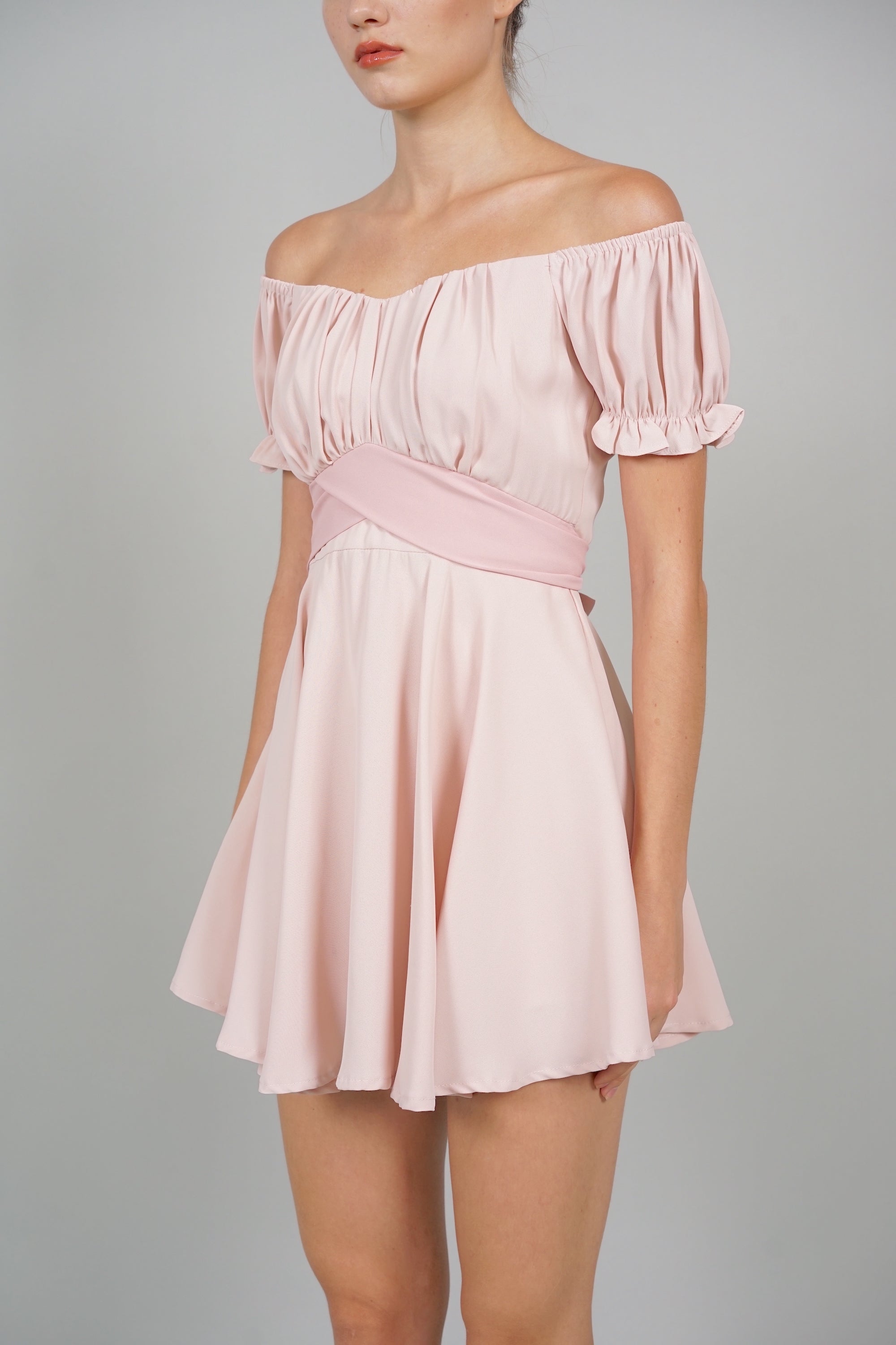 Layla Ruched Romper in Pink