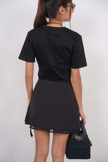 Asymmetrical Wrap Skirt in Black