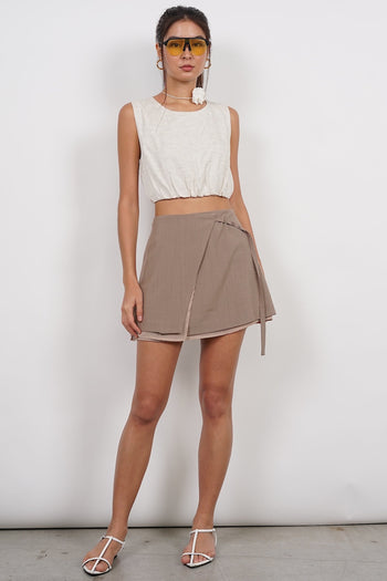 Asymmetrical Wrap Skirt in Mocha