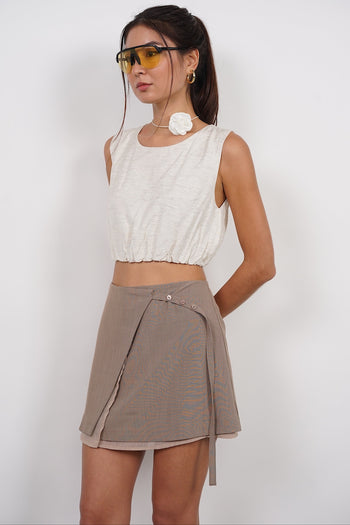 Asymmetrical Wrap Skirt in Mocha