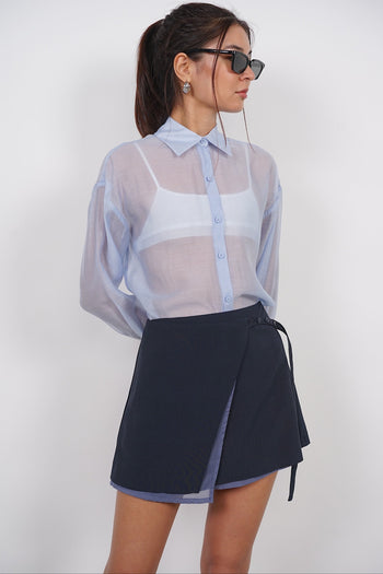Asymmetrical Wrap Skirt in Midnight
