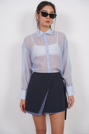 Asymmetrical Wrap Skirt in Midnight