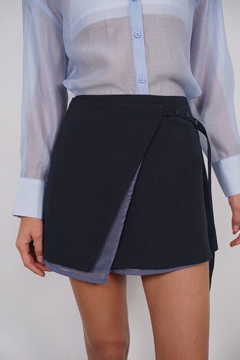 Asymmetrical Wrap Skirt in Midnight