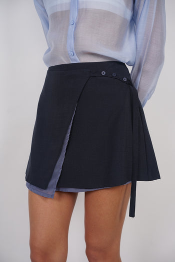 Asymmetrical Wrap Skirt in Midnight