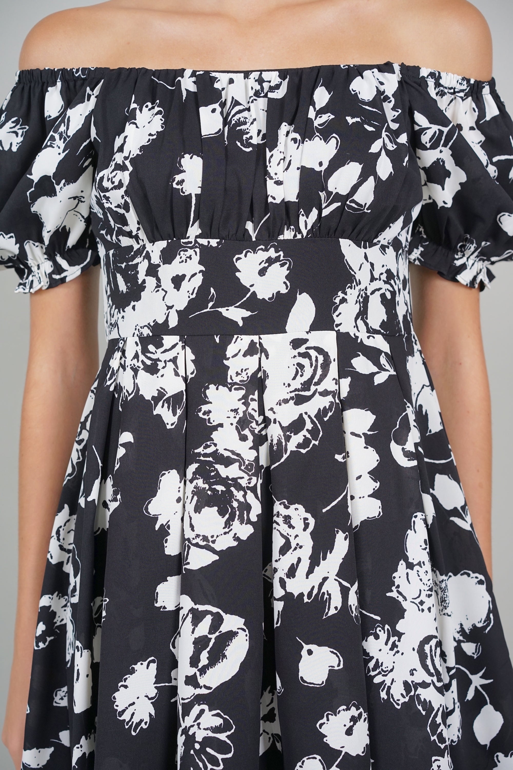 Jas Gathered Romper in Black Floral
